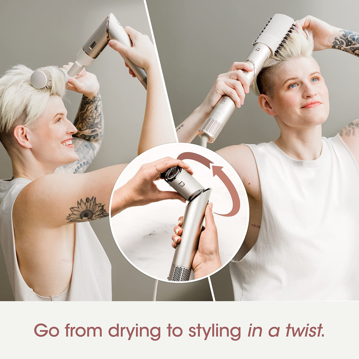 Shark HD430REF Refurbished FlexStyle Air Styling & Drying System, Powerful Hair Dryer Brush & Multi-Styler with Auto-Wrap Curlers, Paddle Brush, Oval Brush, Concentrator Attachment, Stone Renewed - Reconditioned