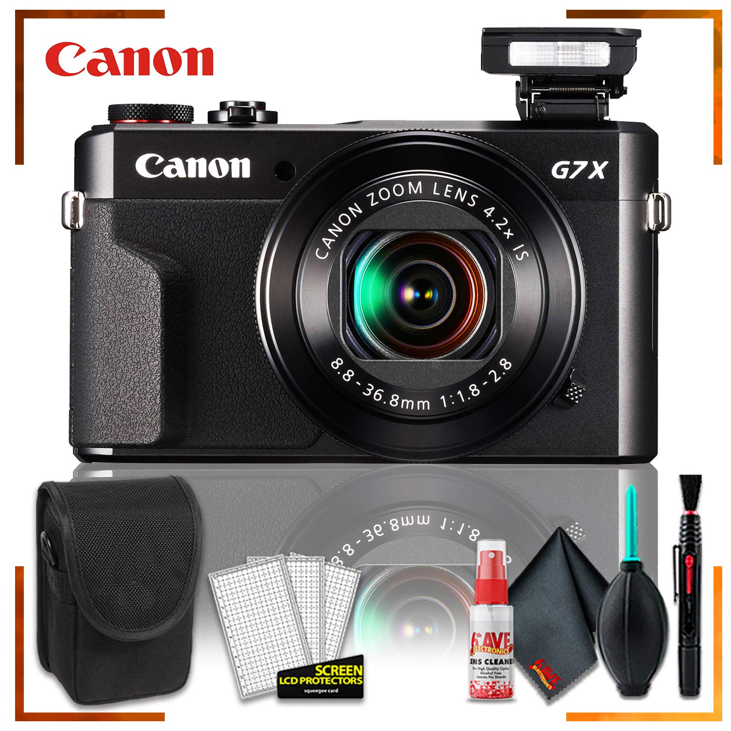 Canon PowerShot G7 X Mark II Digital Camera (Intl Model) + Camera Case + Cleaning Kit