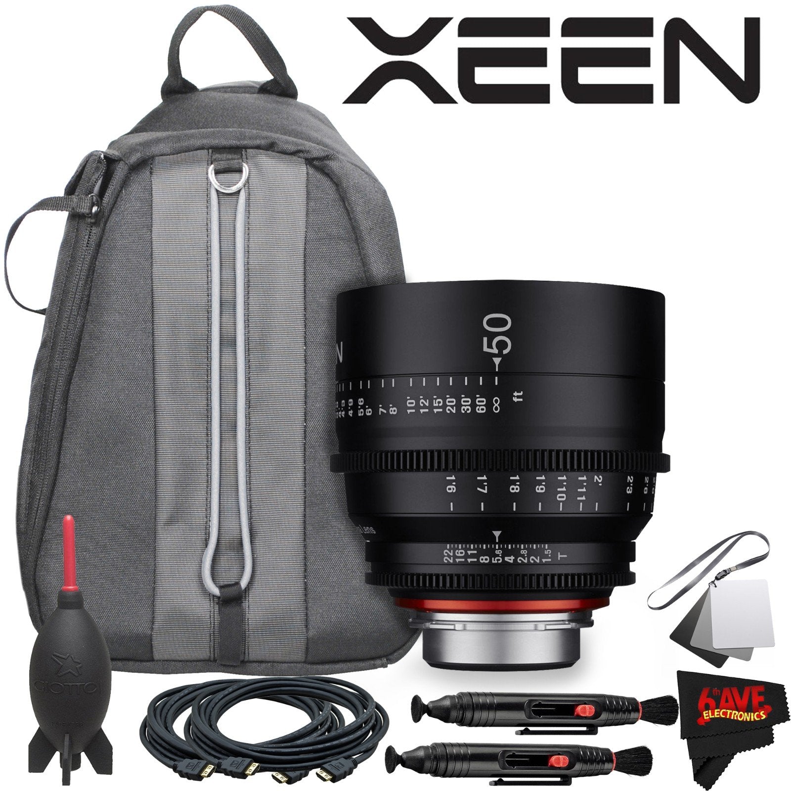 Rokinon Xeen 50mm T1.5 Lens for PL Mount With Professional Lens Backpack and Accessories
