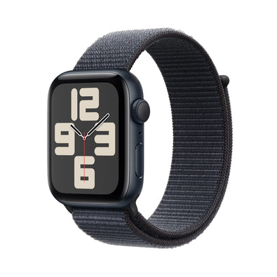 Apple Watch SE 2nd Gen GPS 44mm Smartwatch with Midnight Aluminum Case with Ink Sport Loop One Size. Fitness and Sleep Trackers, Crash Detection, Heart Rate Monitor, Carbon Neutral