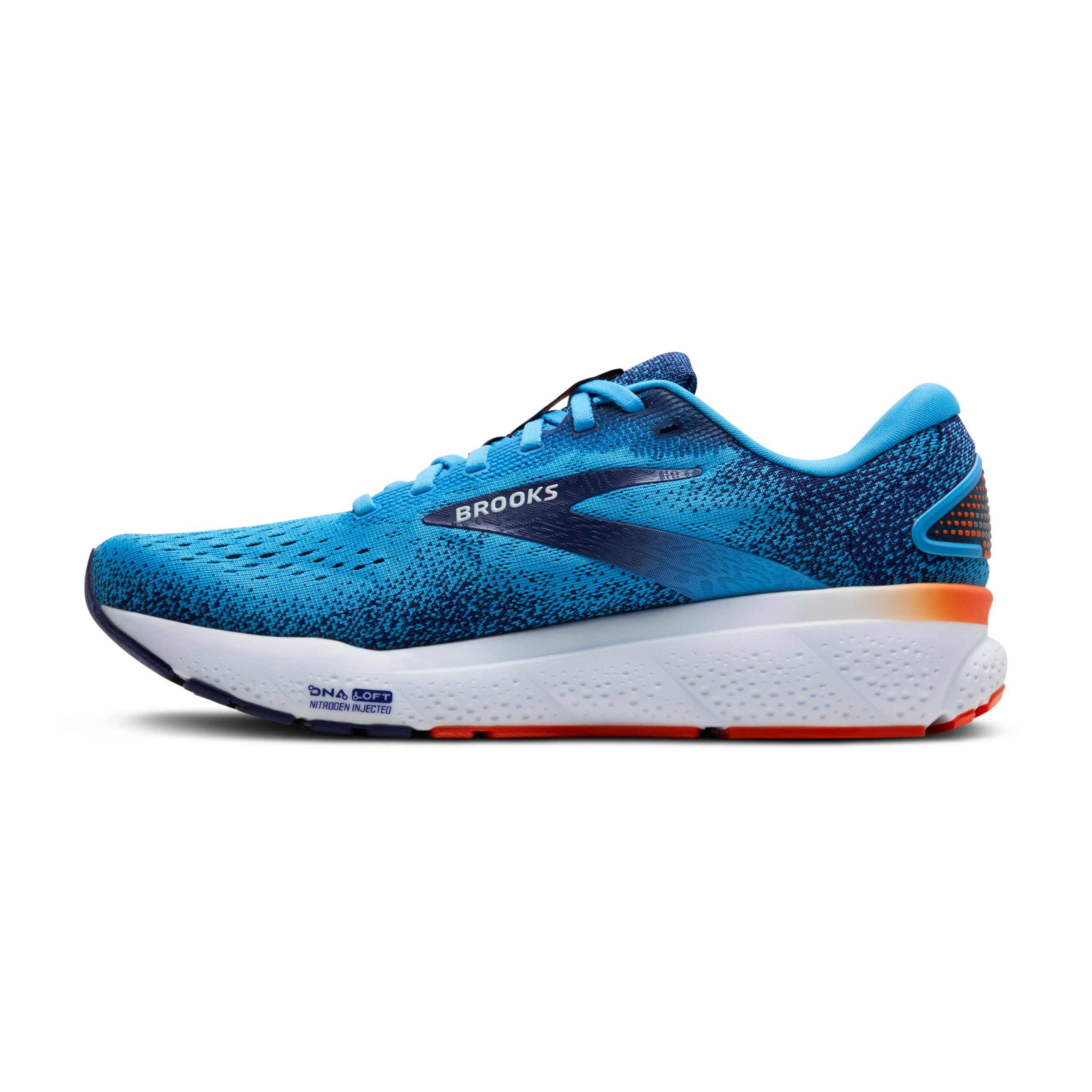 Brooks Men’s Ghost 16 Neutral Running Shoe - Bonnie Blue/Blue Ribbon/Orange - 13 Medium