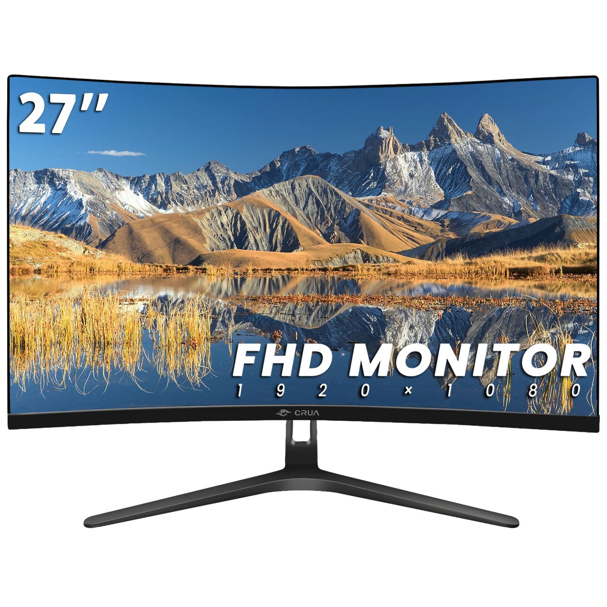 CRUA 27" Curved Monitor, FHD 1920x1080P VA Panel 100HZ 120% sRGB Professional Computer Monitor, Narrow Bezels on Three Sides, Blue Light Filter, Office and Dormitory HDMI, VGA -Black CRUA