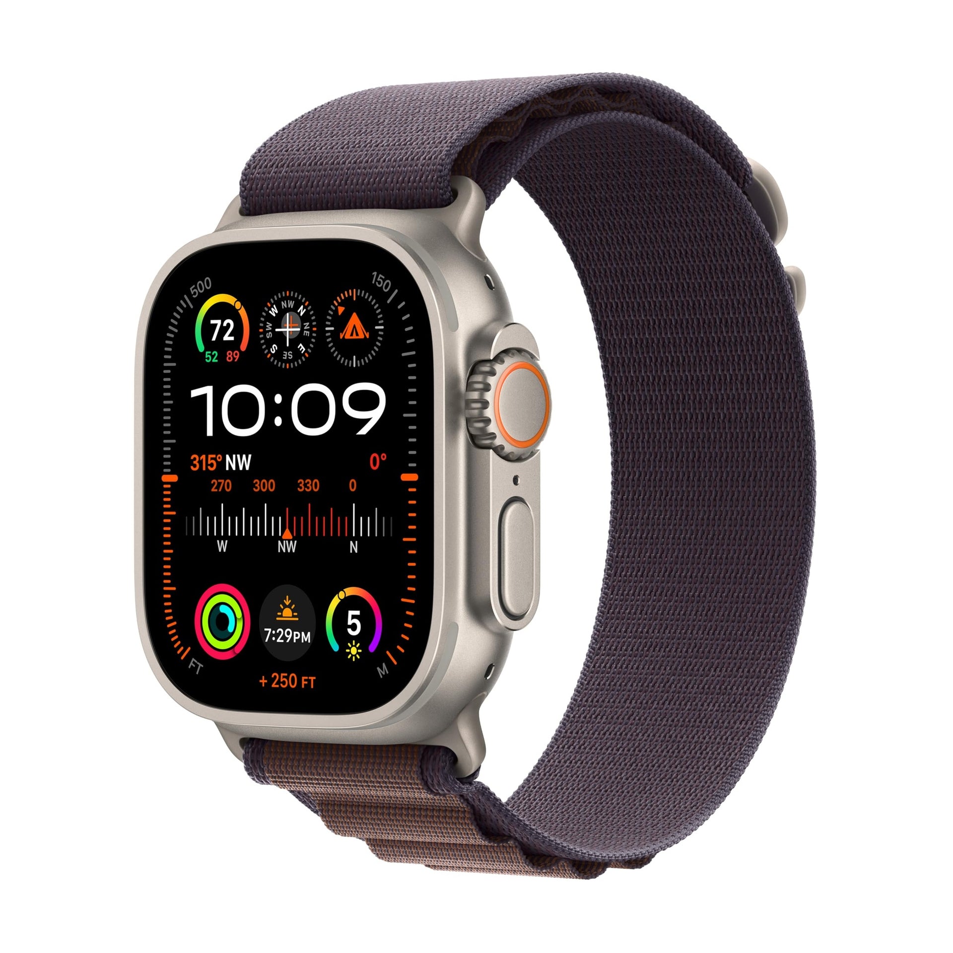 Apple Watch Ultra 2 GPS + Cellular 49mm Smartwatch with Rugged Titanium Case & Indigo Alpine Loop Medium. Carbon Neutral Apple