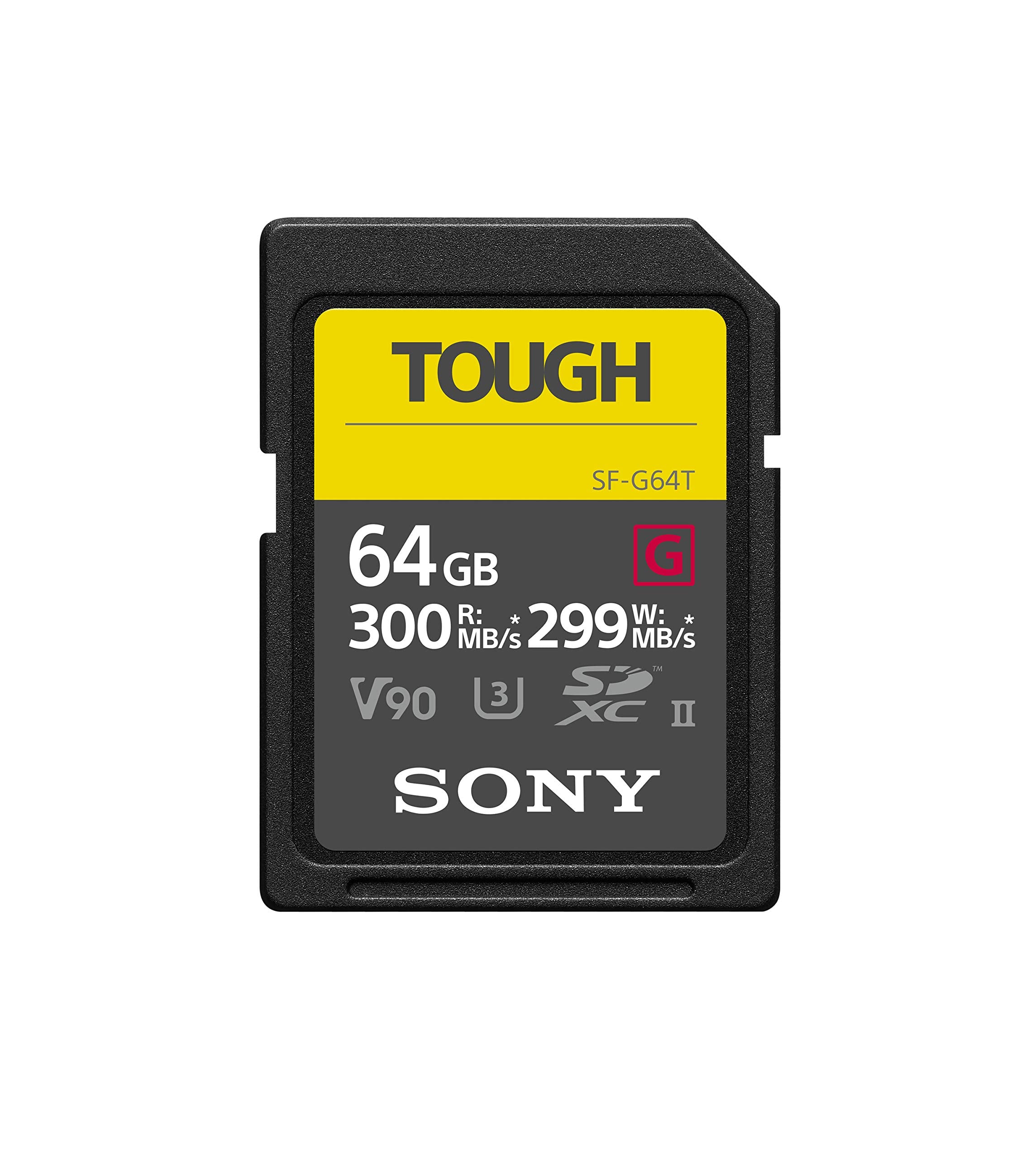 Sony Tough High Performance 64GB SDXC UHS-II Class 10 U3 Flash Memory Card with Blazing Fast Read Speed up to 300MB/s (SF-G64T/T1)