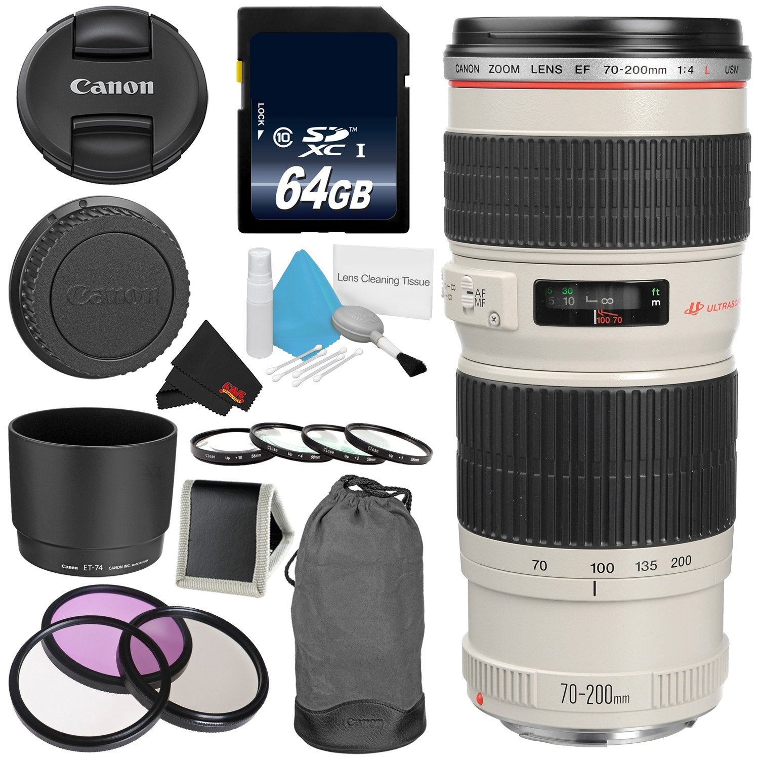 Canon EF 70-200mm f/4L USM Telephoto Zoom Lens Bundle for Canon SLR Digital Cameras Intl Model - Pro Canon