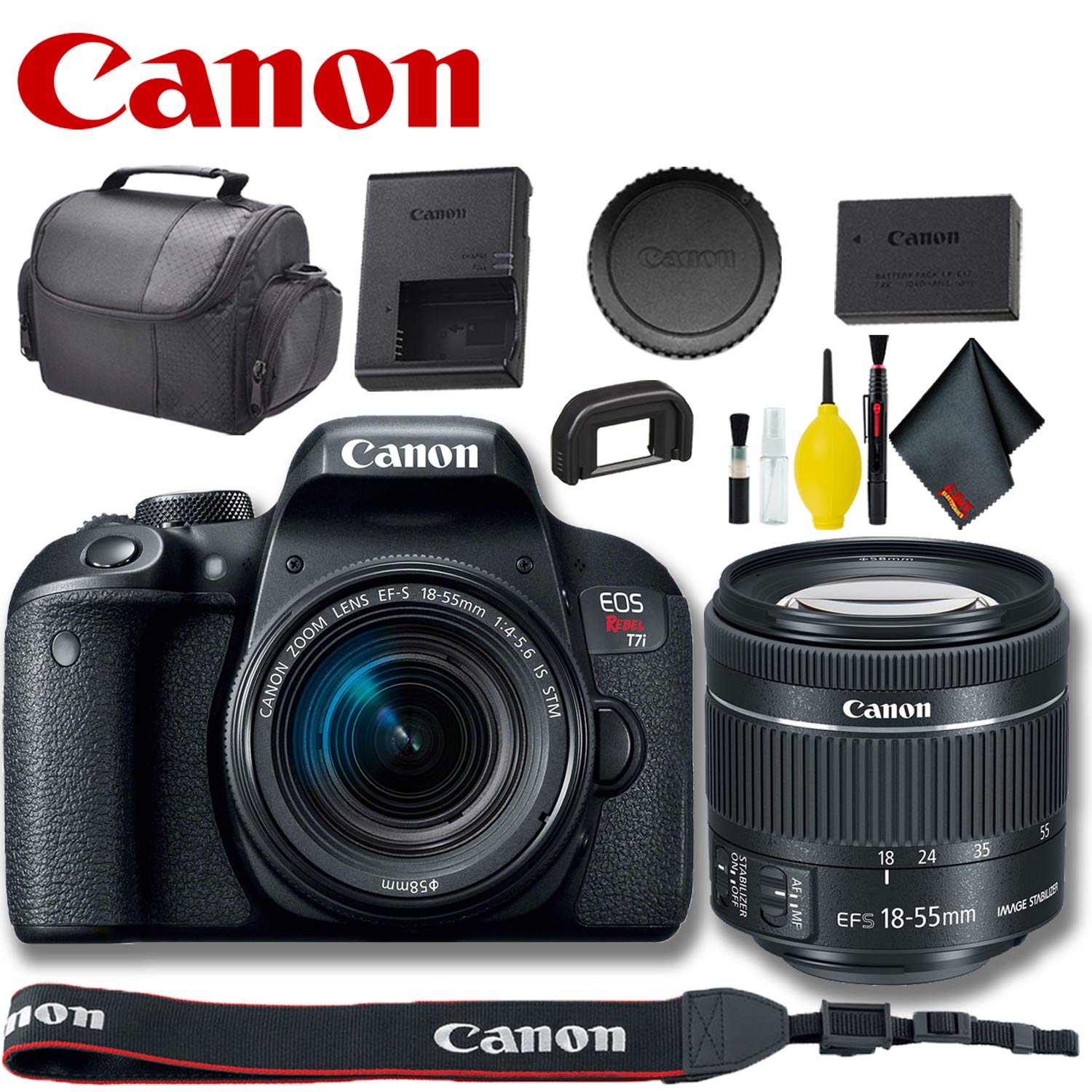 Canon EOS Rebel T7i DSLR Camera with 18-55mm Lens Basic Bundle