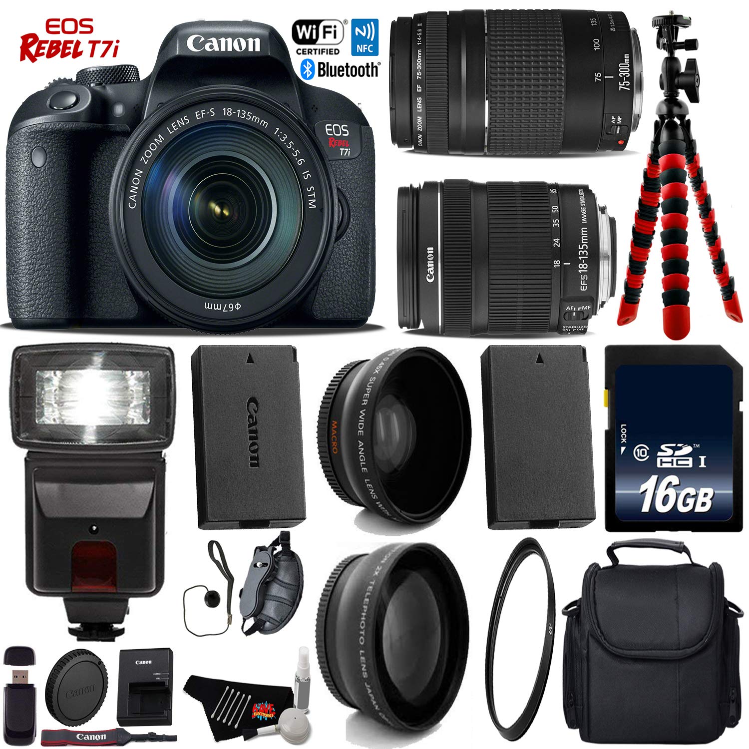 Canon EOS Rebel T7i DSLR Camera + 18-135mm Lens & 75-300mm Lens Bundle 8