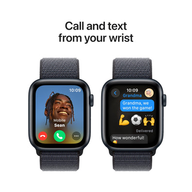 Apple Watch SE 2nd Gen GPS 44mm Smartwatch with Midnight Aluminum Case with Ink Sport Loop One Size. Fitness and Sleep Trackers, Crash Detection, Heart Rate Monitor, Carbon Neutral