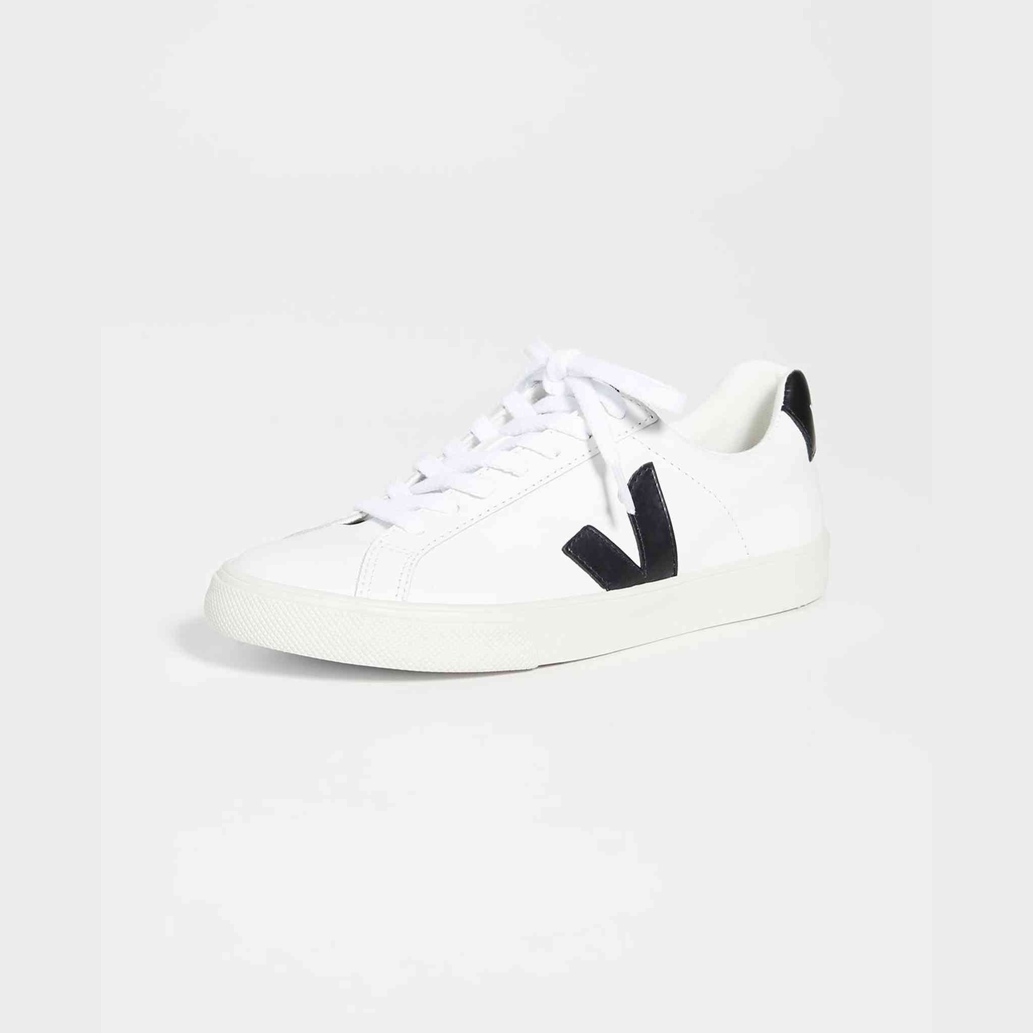 Veja Women's Esplar Logo Sneakers, Extra White/Black, 8 Medium US