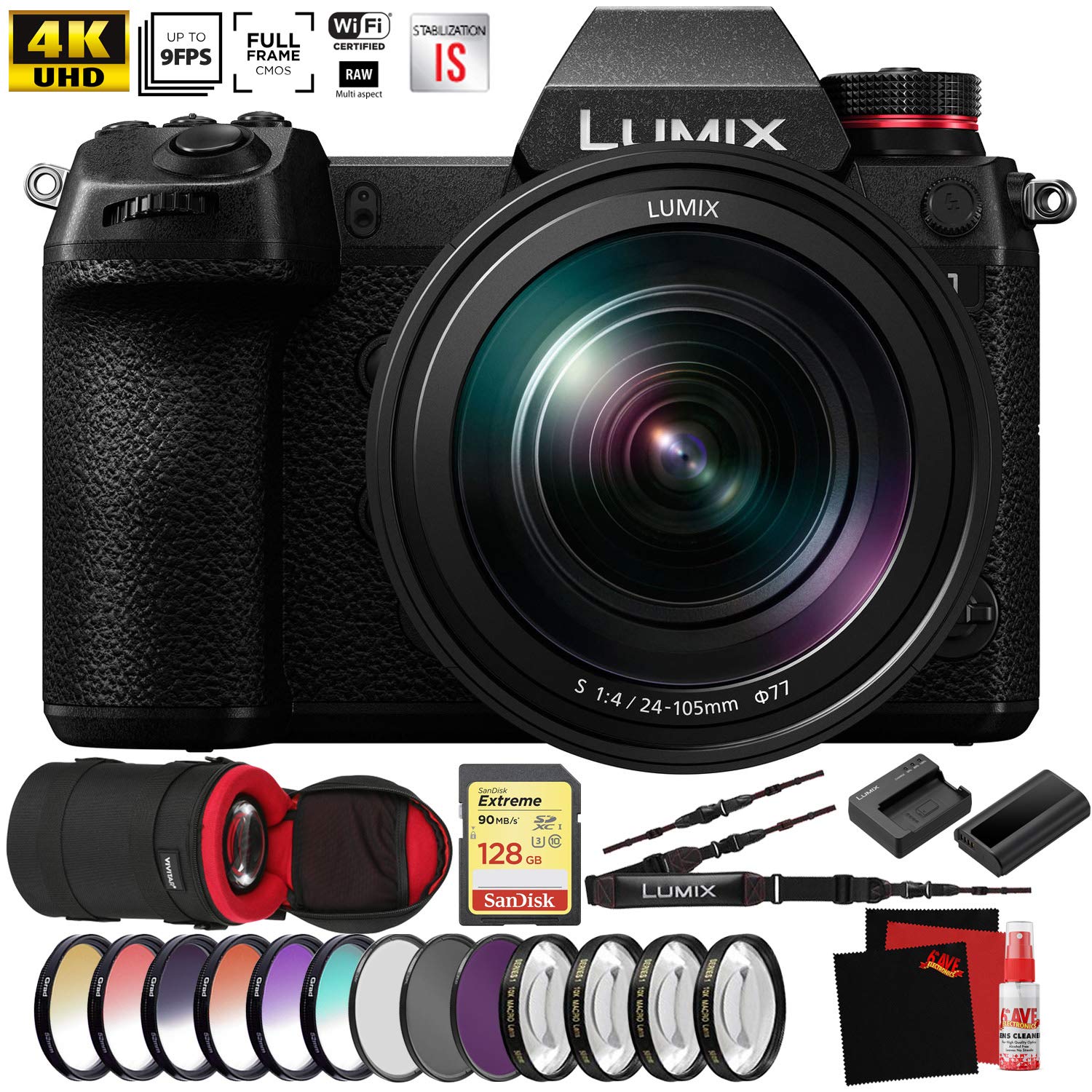 Panasonic Lumix DC-S1 Mirrorless Digital Camera with 24-105mm Lens NEW - Pro Photographer Bundle