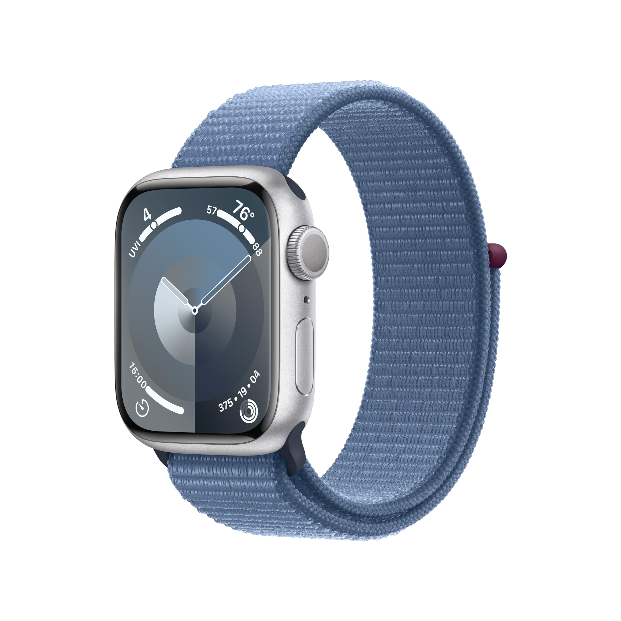 Apple Watch Series 9 [GPS 41mm] Smartwatch with Silver Aluminum Case with Winter Blue Sport Loop. (Carbon Neutral)