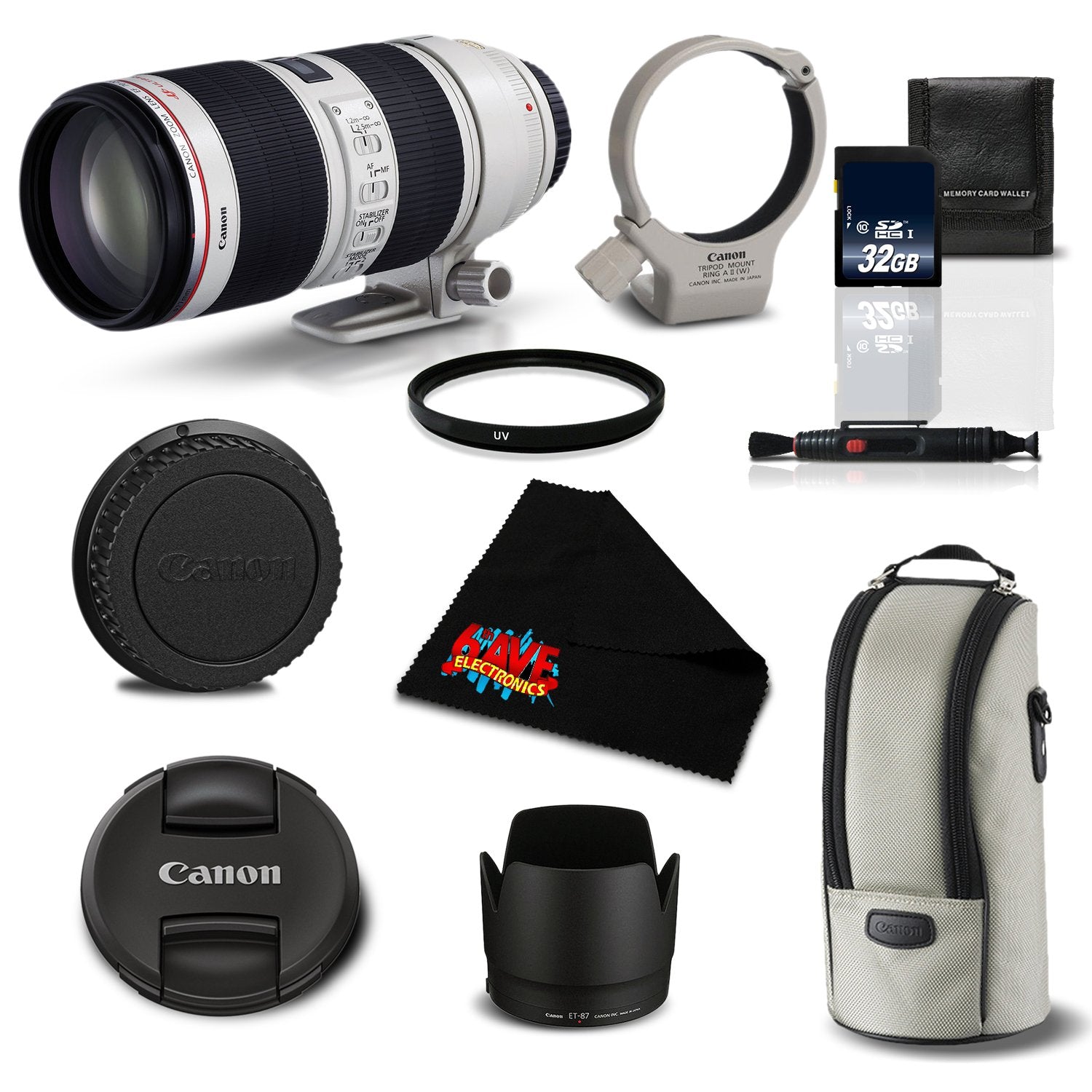 Canon EF 70-200mm f/2.8L is II USM Telephoto Zoom Lens 2751B002 Deluxe Bundle- International Version