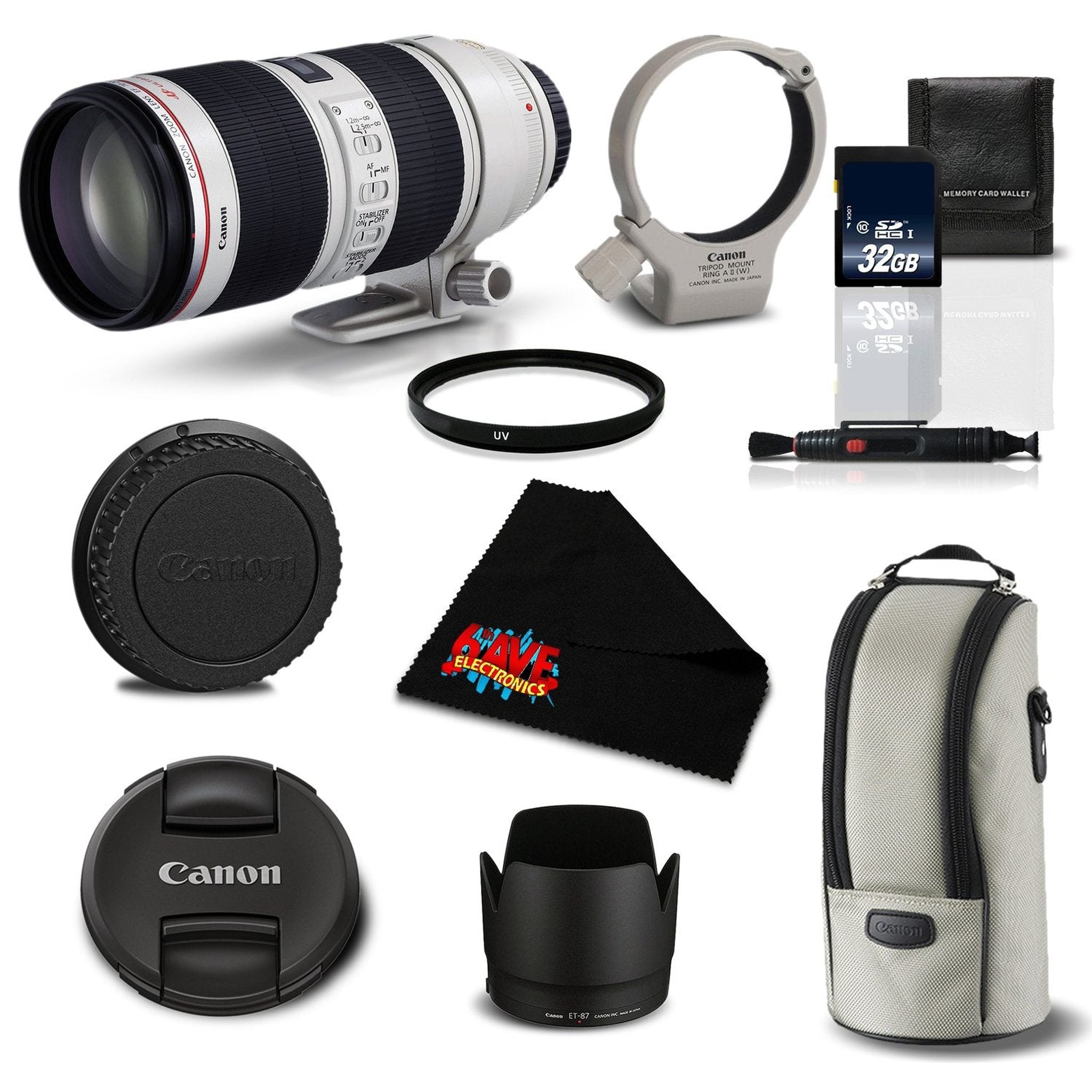 Canon EF 70-200mm f/2.8L is II USM Telephoto Zoom Lens 2751B002 Deluxe Bundle- International Version Canon