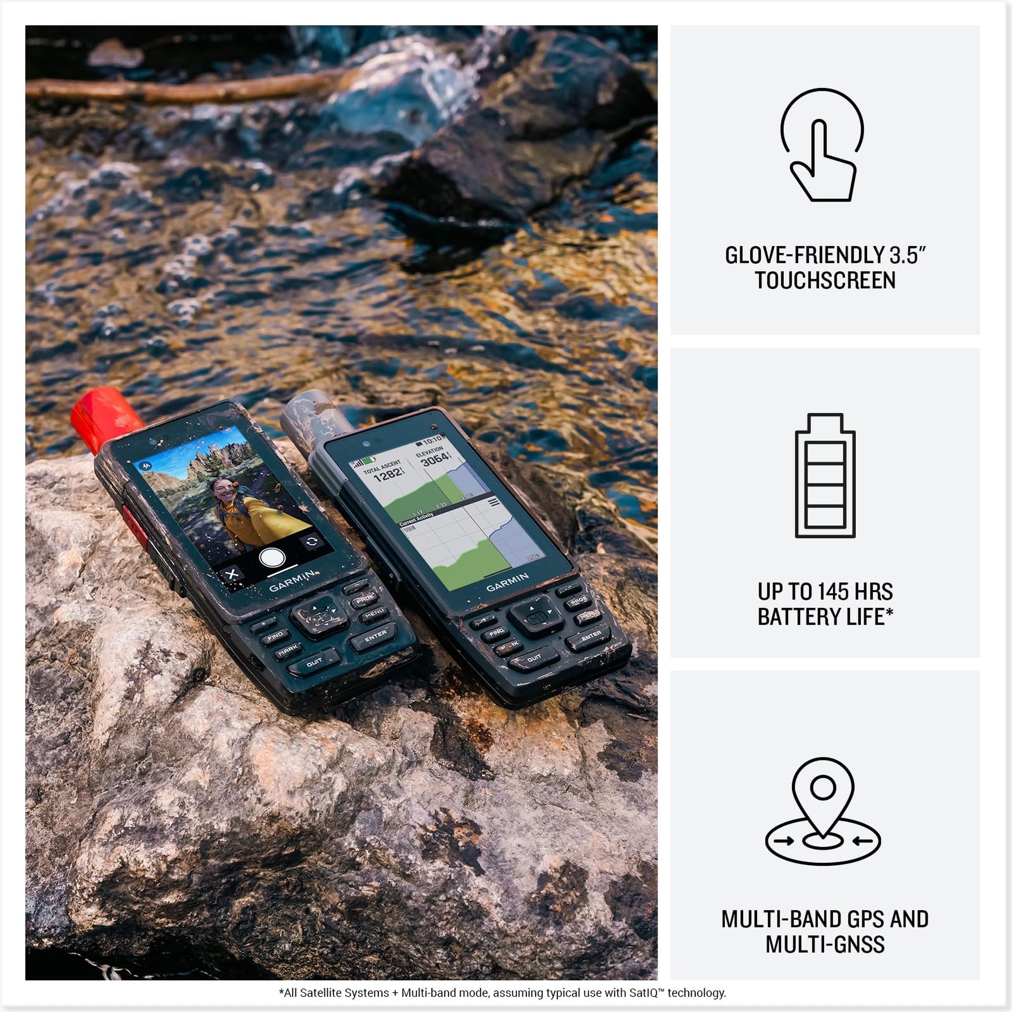 Garmin® GPSMAP® H1i Plus, Premium GPS Handheld Navigator with inReach® Plus Technology to Share Texts, Photos, Voice Memos and SOS Off-Grid, Touchscreen and Buttons, Long Battery Life, Preloaded Maps