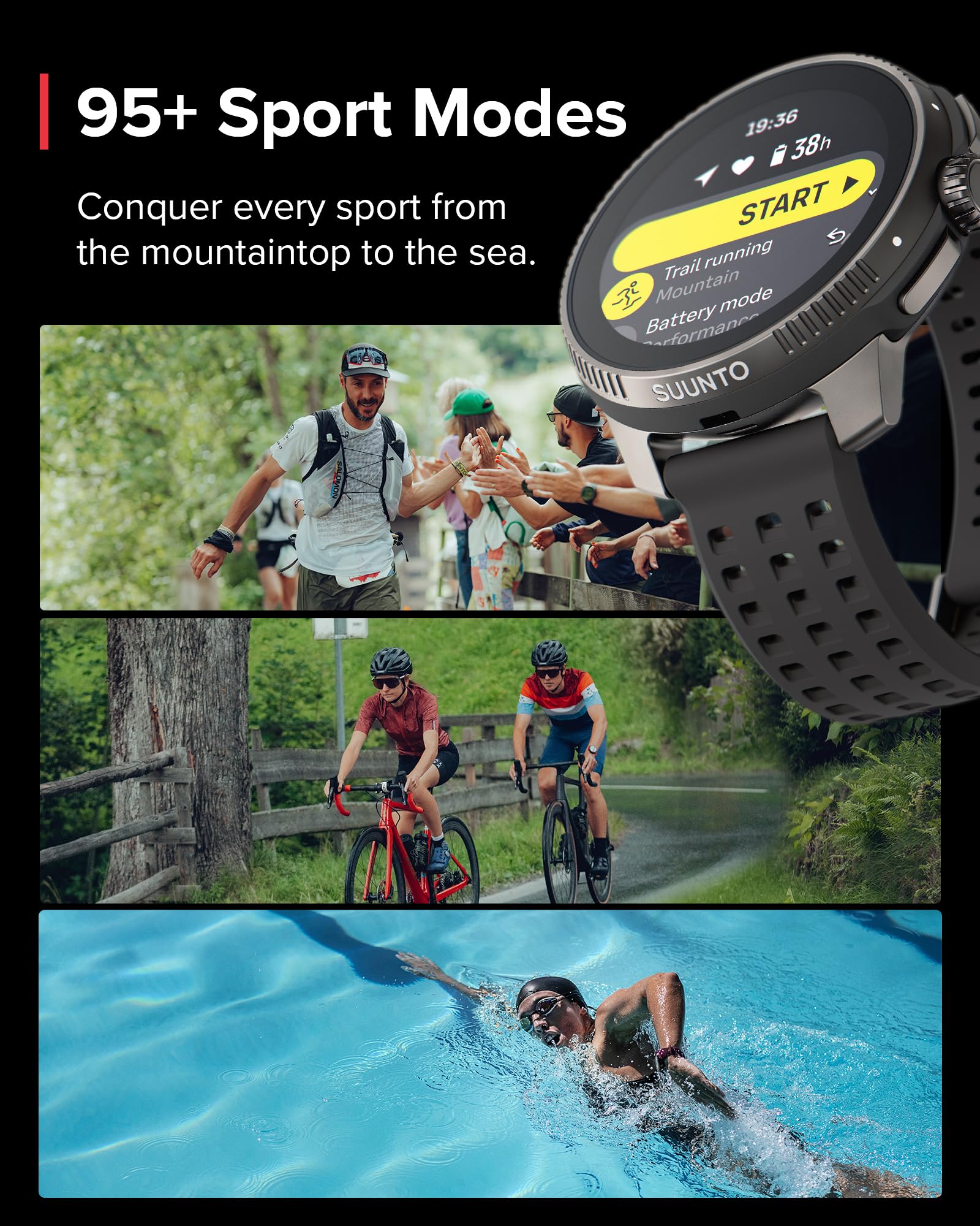 SUUNTO Race Sports Watch, GPS Tracker w/Clearer AMOLED Touchscreen, Dual-Band GNSS & Global Offline Map, 26-Day Standby, Supports 95+ Sports for Traning Insights & Recovery Metrics, Sapphire Lens,Ti