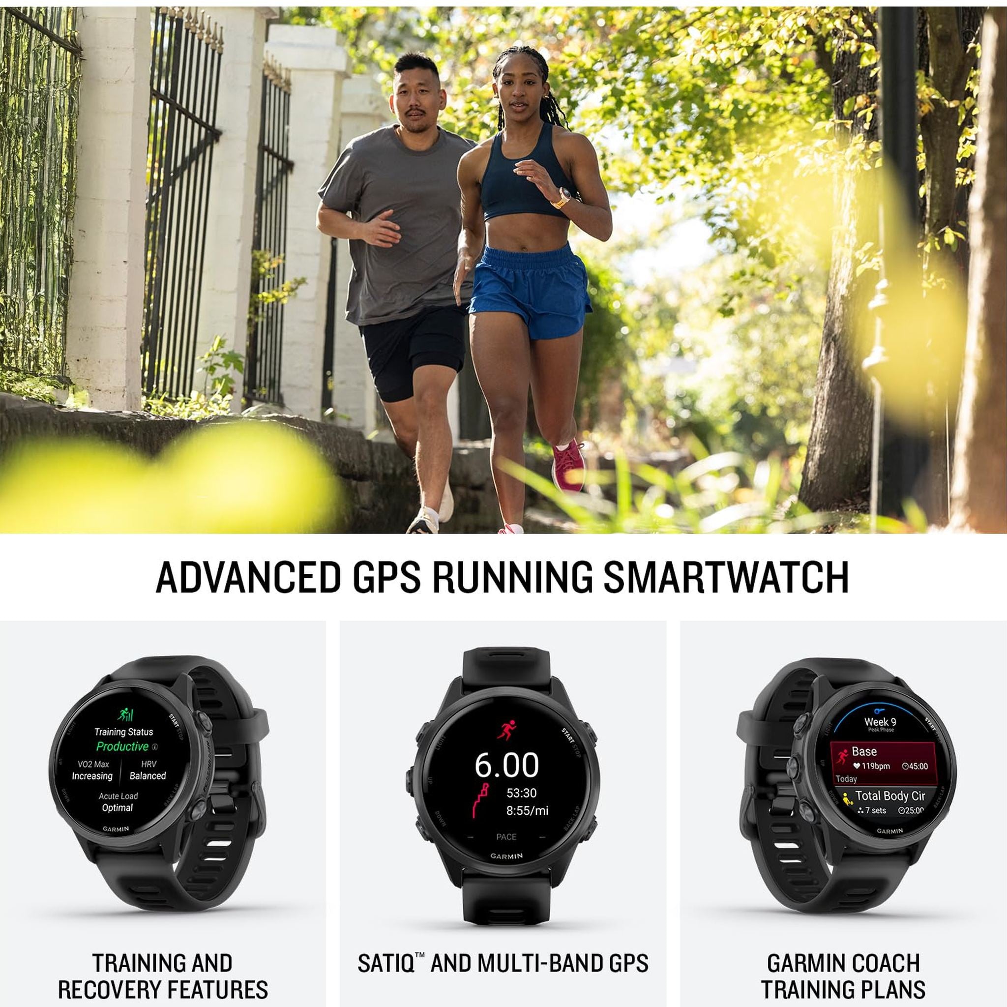 Garmin® Forerunner® 570, 42mm, Advanced GPS Running and Triathlon Smartwatch, AMOLED Display, Training and Recovery Features, Slate Gray Aluminum with Translucent Black/Black Band Garmin