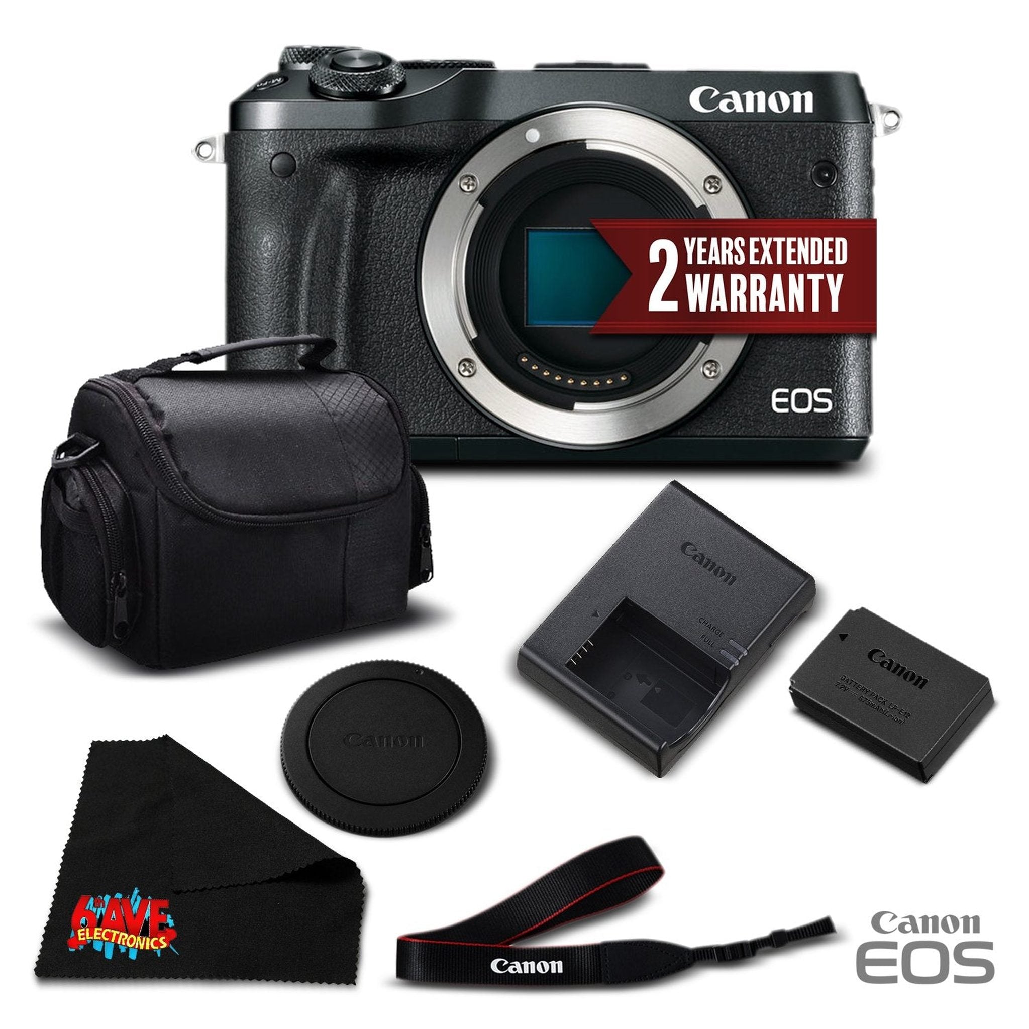 Canon EOS M6 Mirrorless Digital Camera Body Only, Black 1724C001- Essential Bundle - International Version Canon