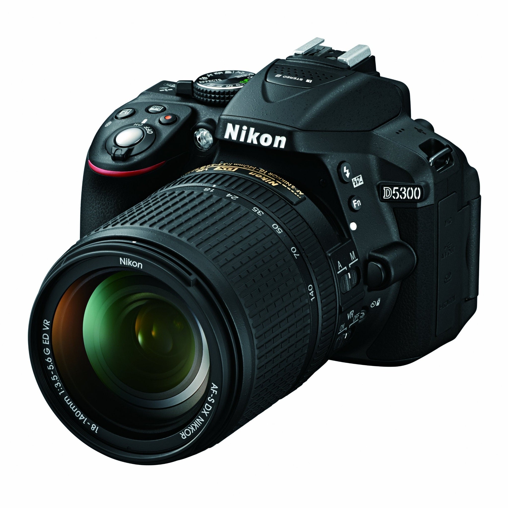 Nikon D5300 24.2 MP CMOS Digital SLR Camera with 18-140mm f/3.5-5.6G ED VR Auto Focus-S DX NIKKOR Zoom Lens Black - Used Nikon