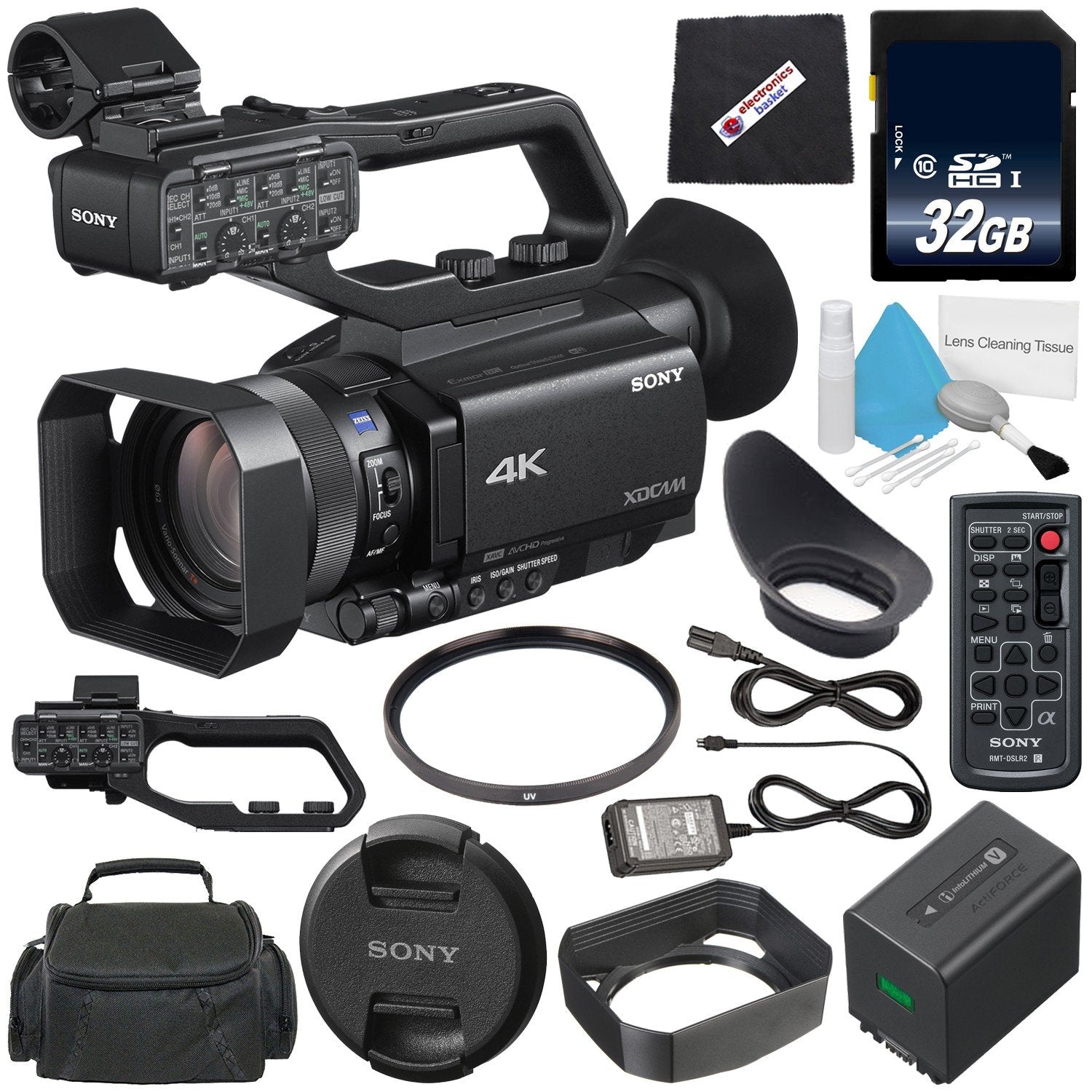Sony PXW-Z90V 4K HDR XDCAM with Fast Hybrid AF + 32GB SDHC Class 10 Memory Card + 62mm UV Filter + Carrying Case + Microfiber Cleaning Cloth + Deluxe Cleaning Kit Bundle International Version