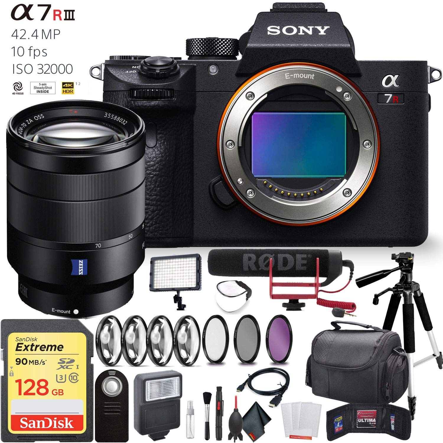 Sony Alpha a7R III Mirrorless Digital Camera Sony 24-70mm Lens Pro Bundle