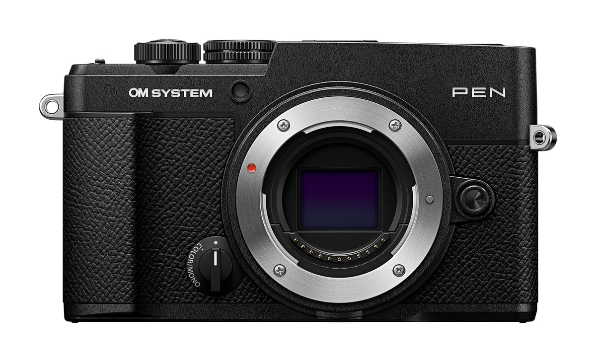 OM SYSTEM Pen Body Black Mirrorless Camera Compact Weather-Sealed Creative Profile 4K Video AI Autofocus Image Stabilization for Everyday and Travel Photography.