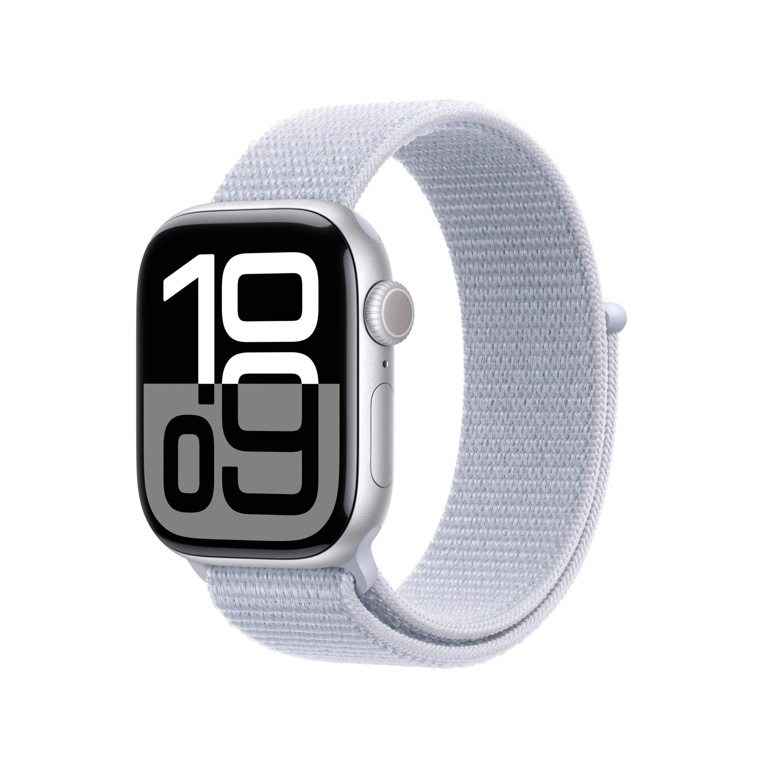 Apple Watch Series 10 GPS 42mm case Smartwatch with Silver Aluminium Case with Blue Cloud Sport Loop. Fitness Tracker, ECG App, Always-On Retina Display, Carbon Neutral