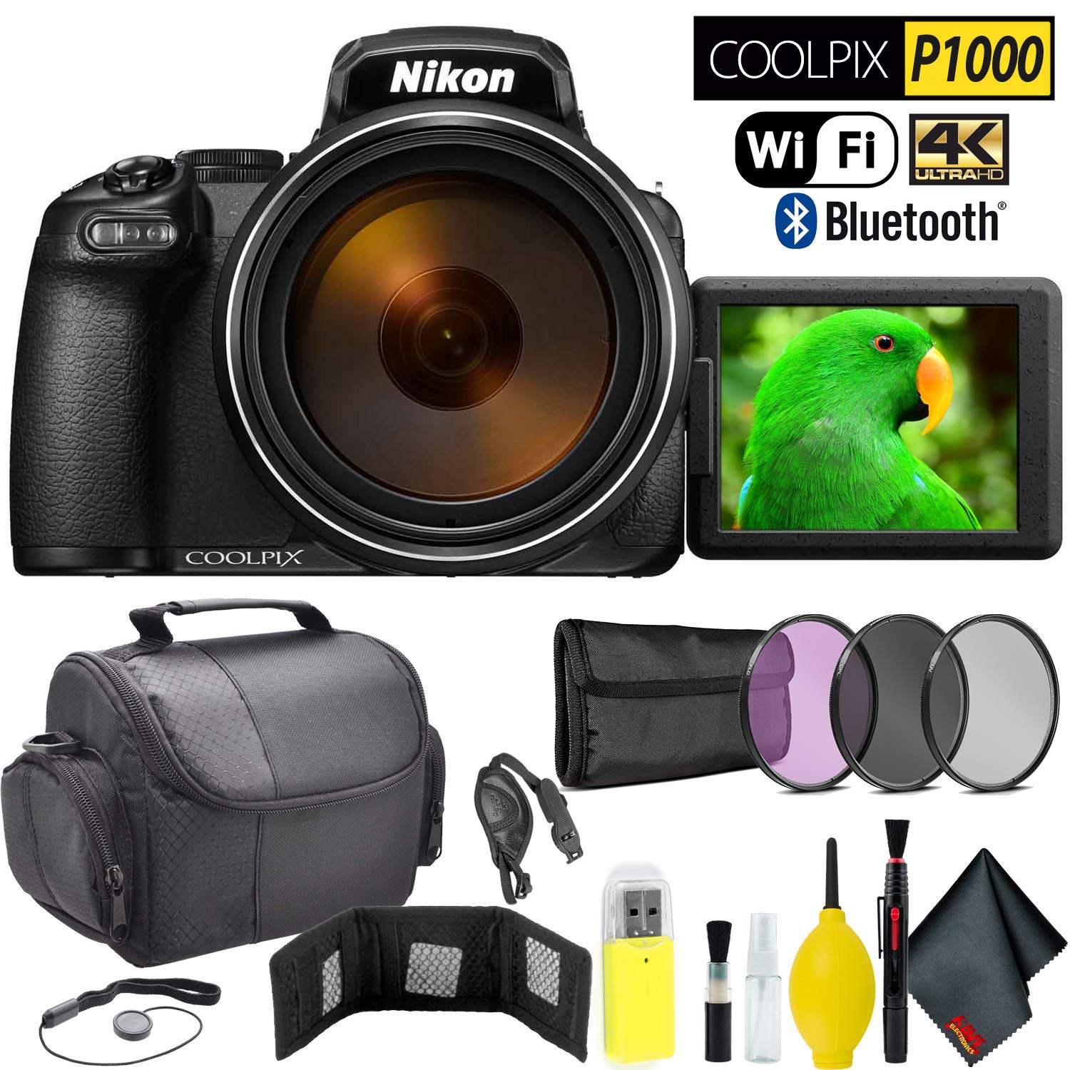 Nikon COOLPIX P1000 Digital Camera Outdoor Bundle International Model