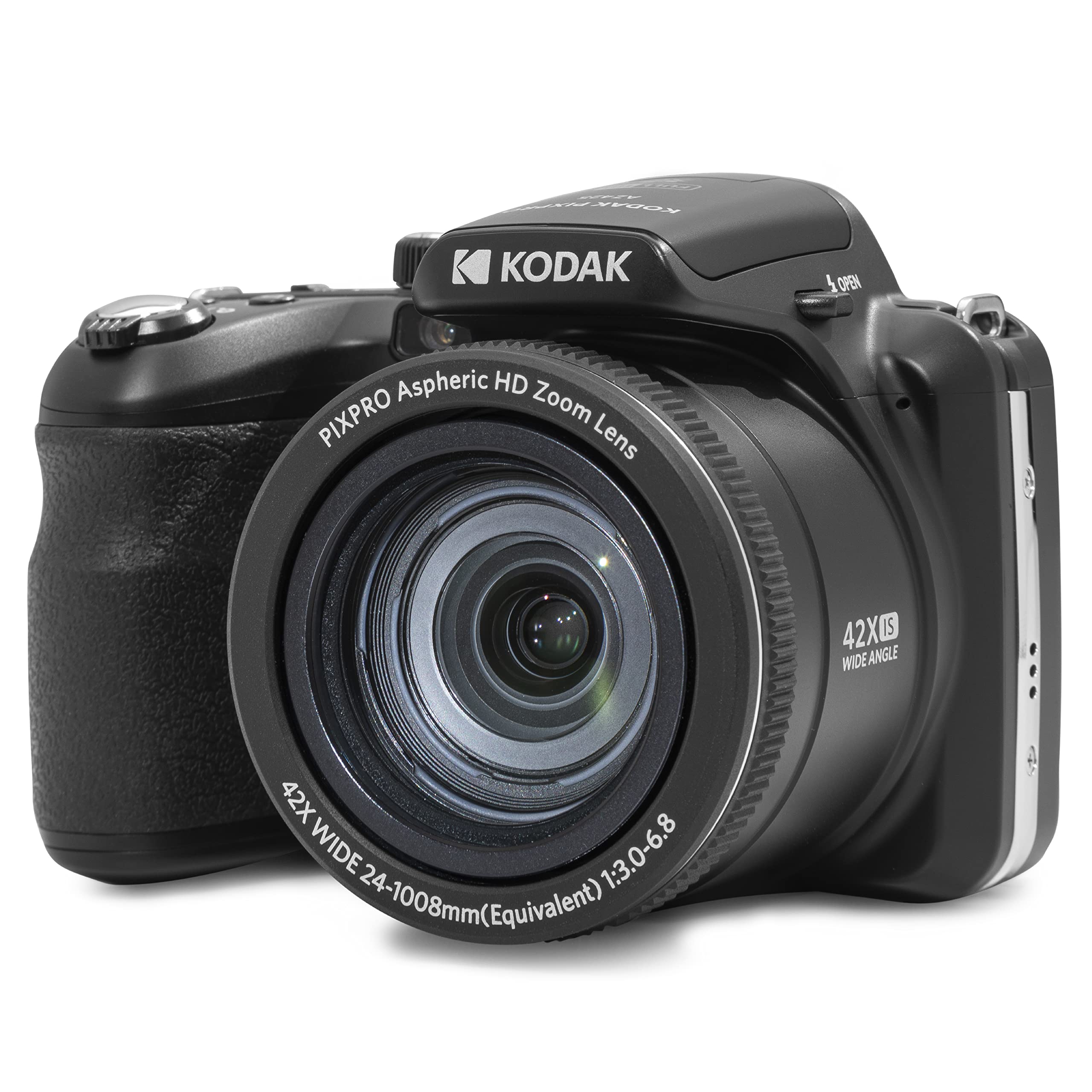 KODAK PIXPRO AZ425-BK 20MP Digital Camera 42X Optical Zoom 24mm Wide Angle Lens 1080P Full HD Video Optical Image Stabilization Li-Ion Battery 3" LCD Vlogging Camera Black