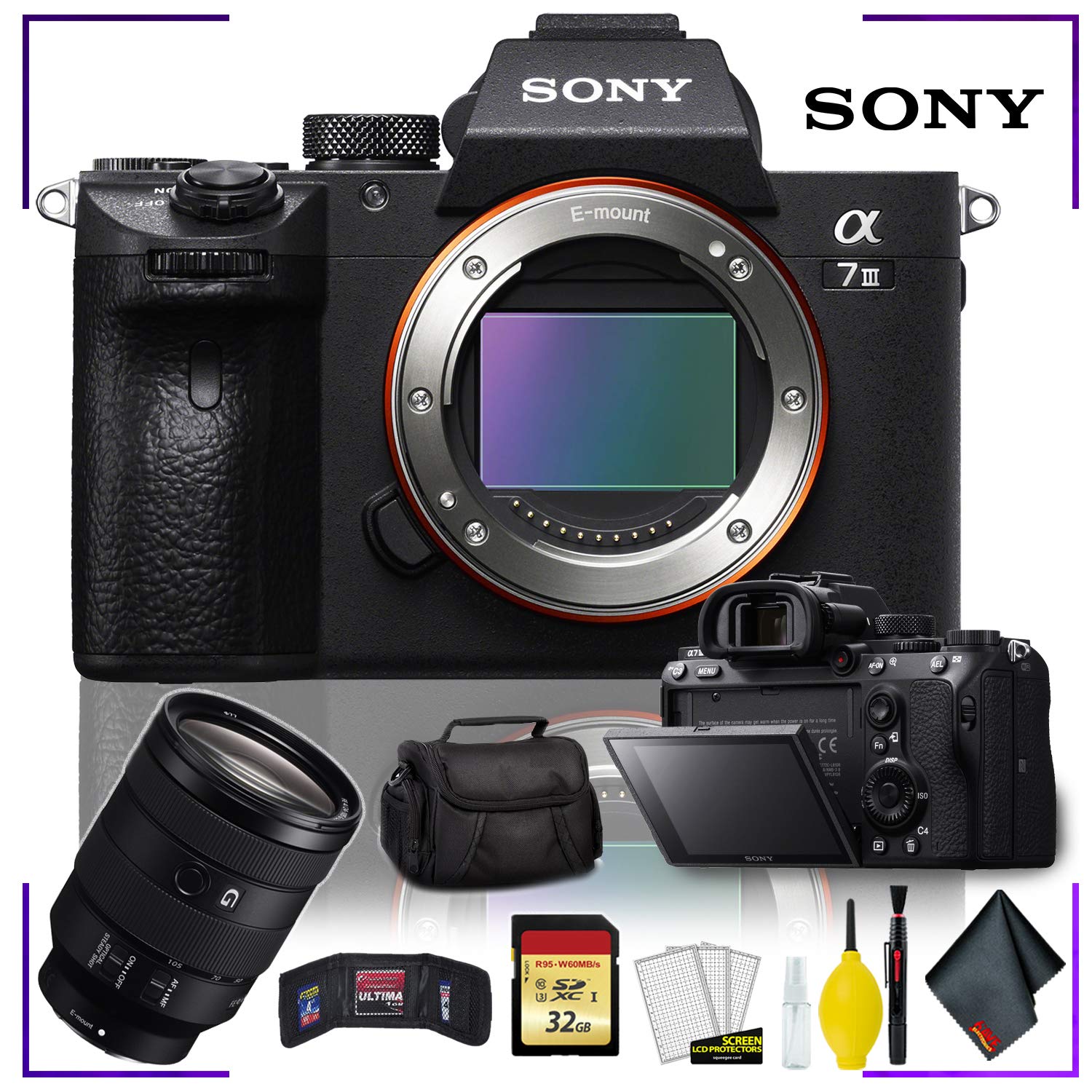 Sony Alpha a7 III Mirrorless Digital Camera (Body Only) with + Sony FE 24-105mm f/4 G OSS Len Ultimate Bundle