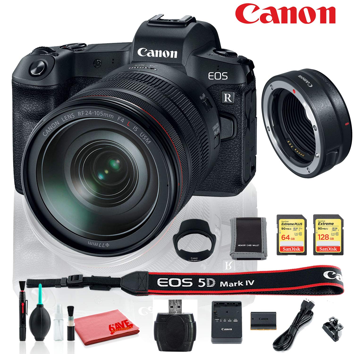 International Memory Bundle - Canon EOS RP Mirrorless Camera with with RF 24-105 F4 L is USM Lens Lens and Mount Adapter