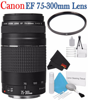 Canon EF 75-300mm f/4-5.6 III Telephoto Zoom Lens 6473A003 + 58mm UV Filter + Deluxe Starter Kit Bundle