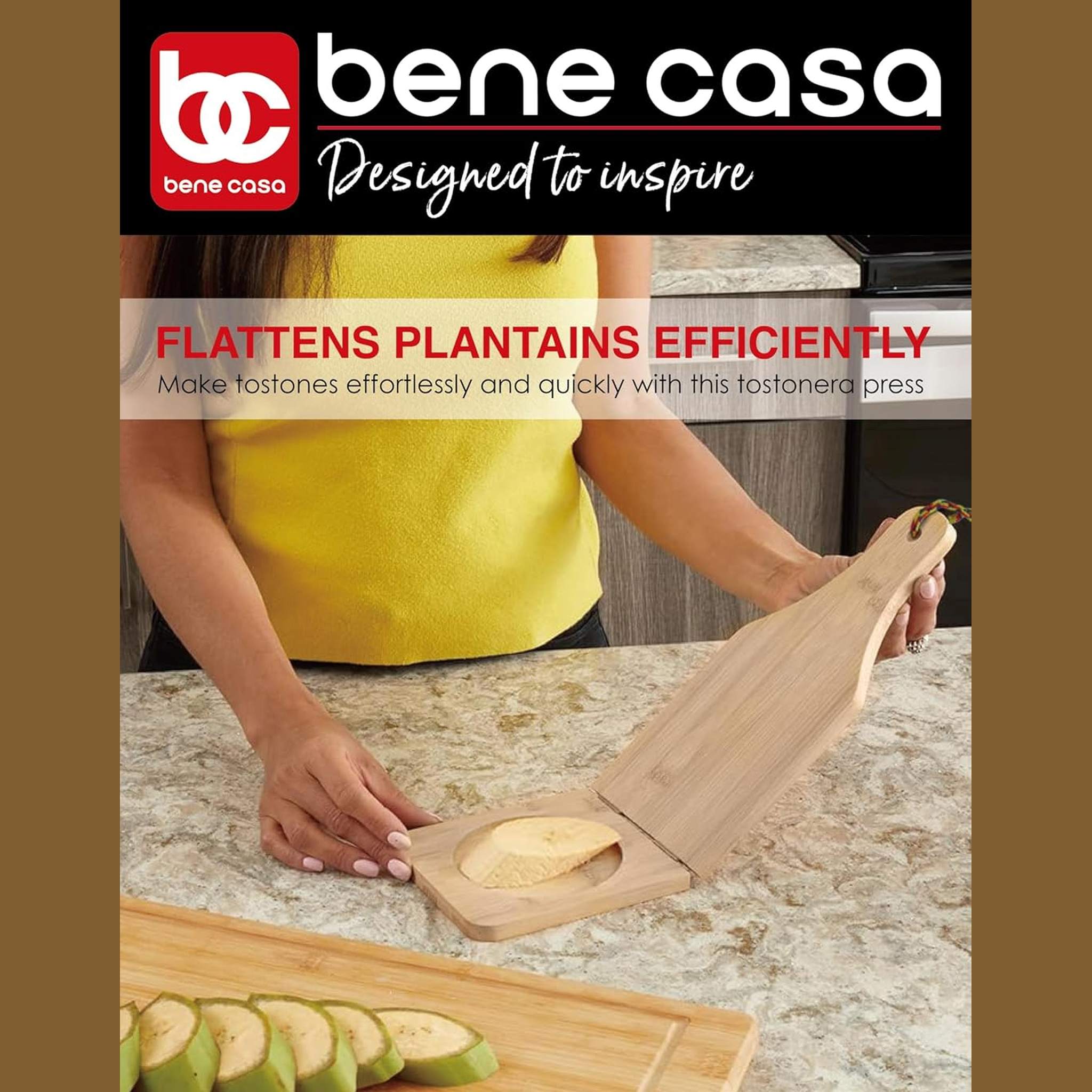 Bene Casa Wood Tostonera for Plantains, Large