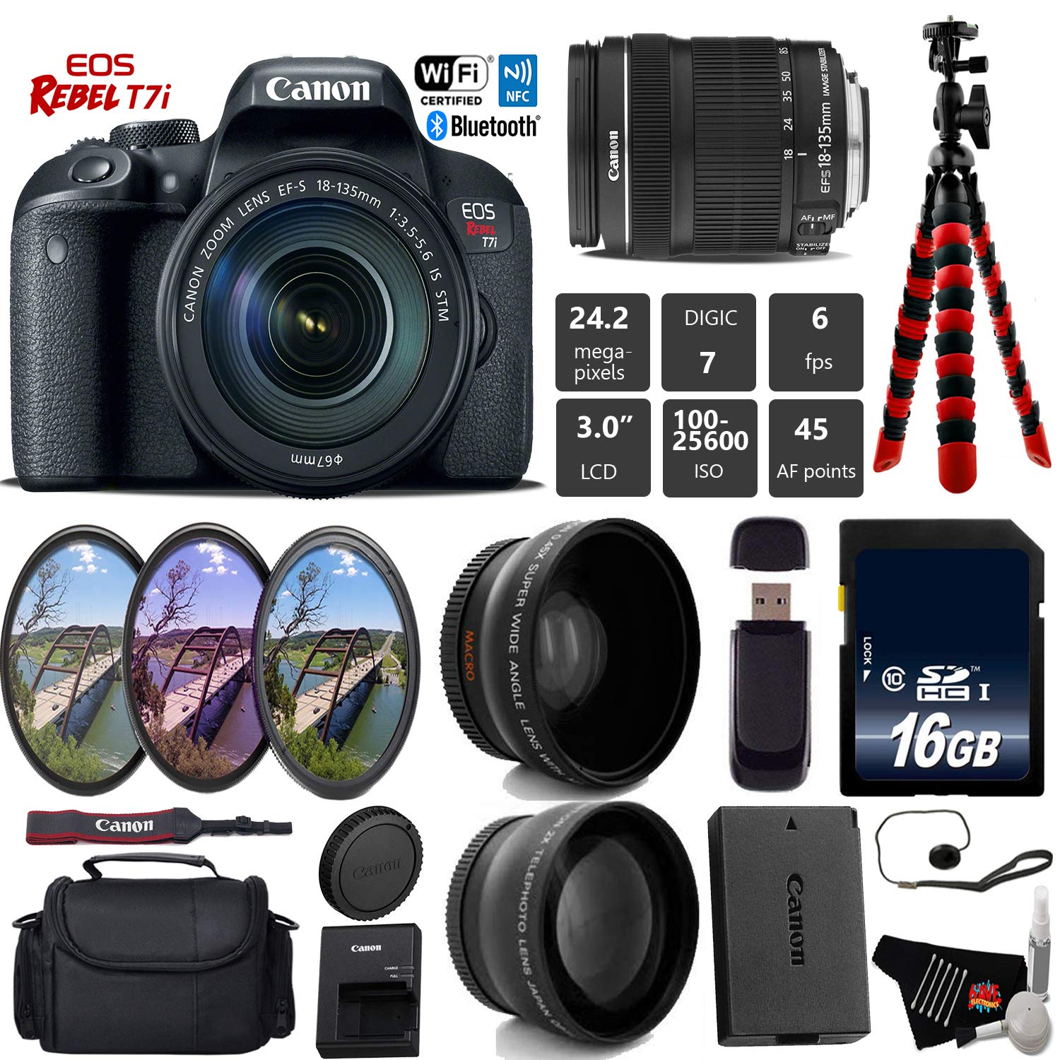 Canon EOS Rebel T7i DSLR Camera with 18-135mm is STM Lens Bundle