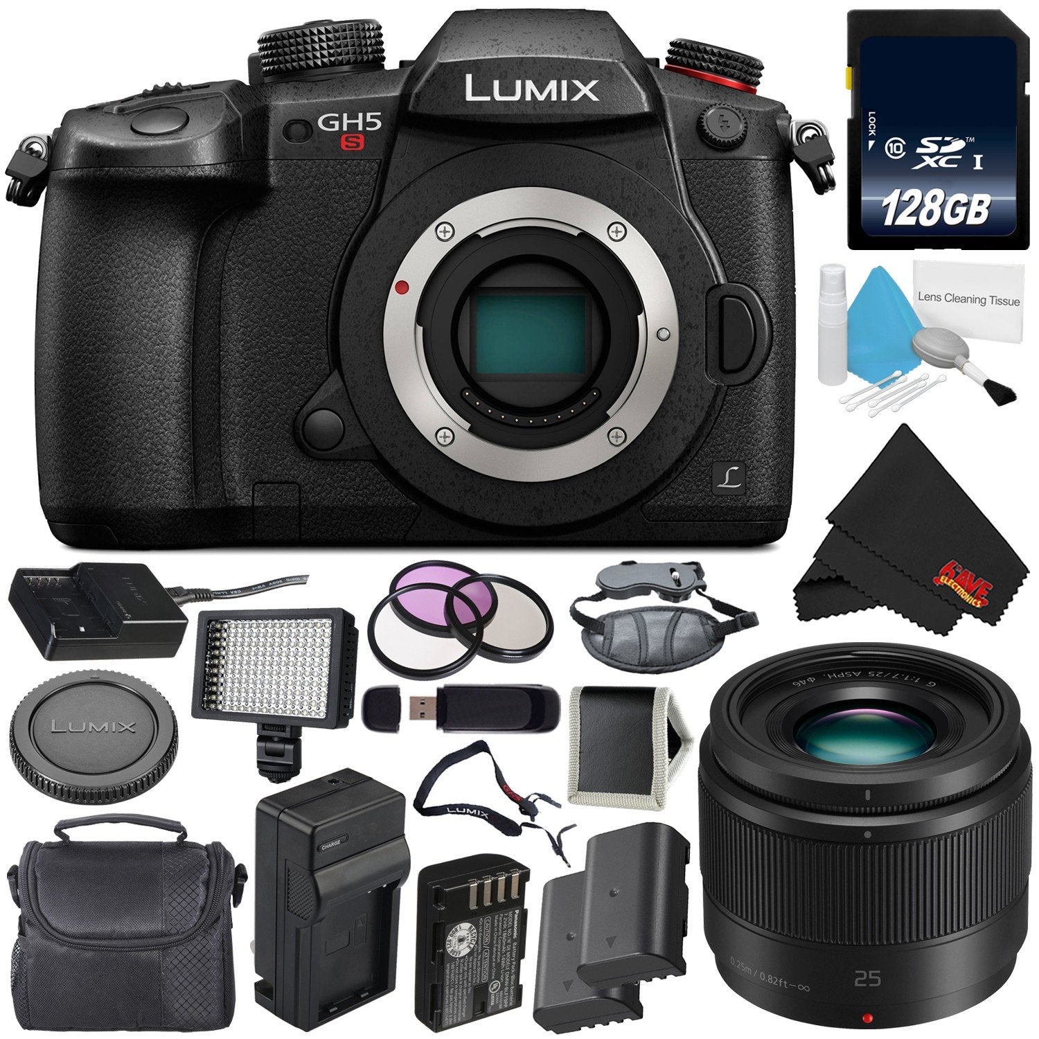 Panasonic Lumix DC-GH5S Mirrorless Micro Four Thirds Digital Camera International Version + Panasonic Lumix G 25mm Lens
