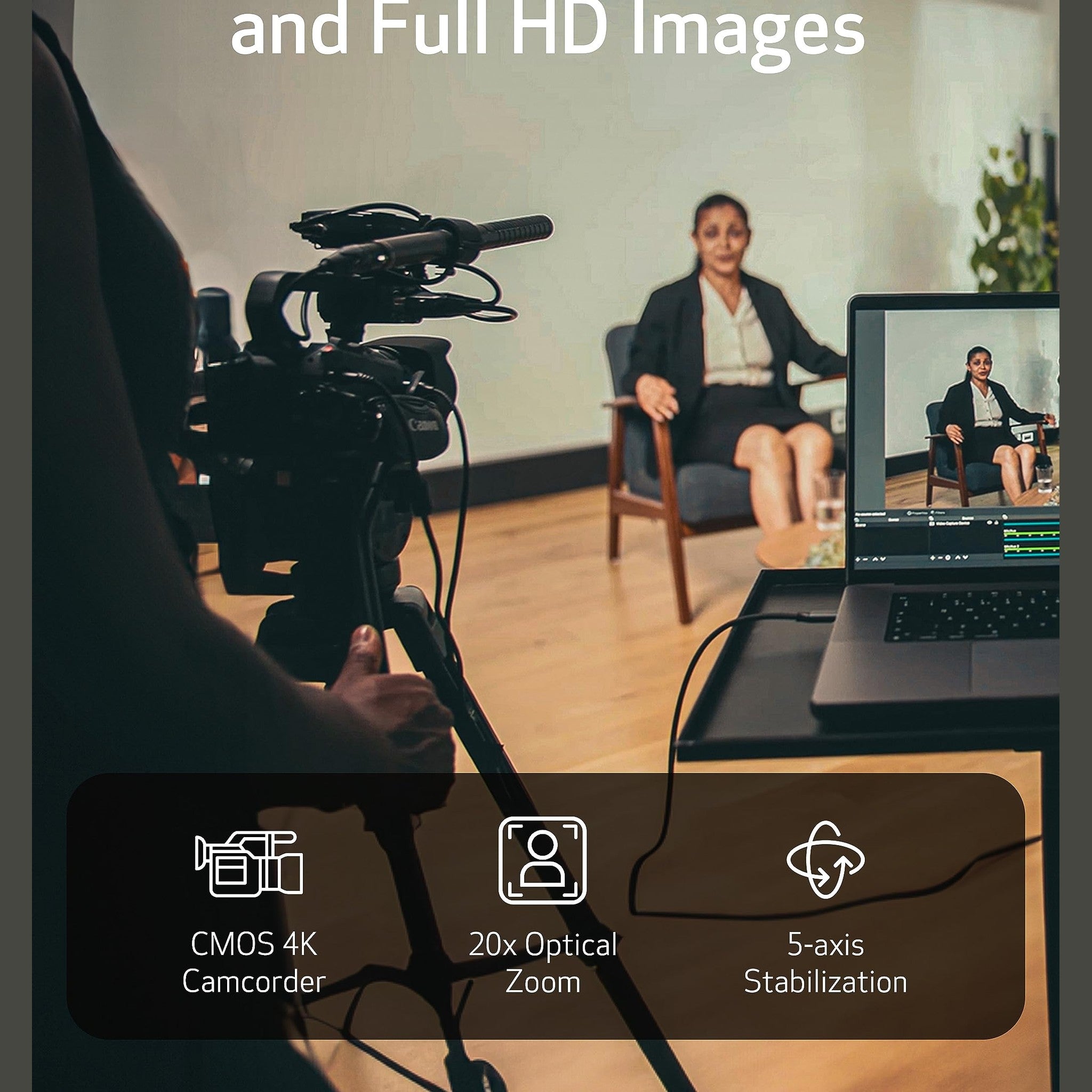 Canon XA60 Professional UHD 4K Camcorder with LCD Touchscreen and 20x Optical Zoom Lens Black