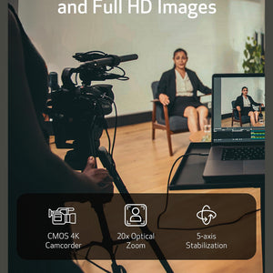 Canon XA60 Professional UHD 4K Camcorder with LCD Touchscreen and 20x Optical Zoom Lens Black