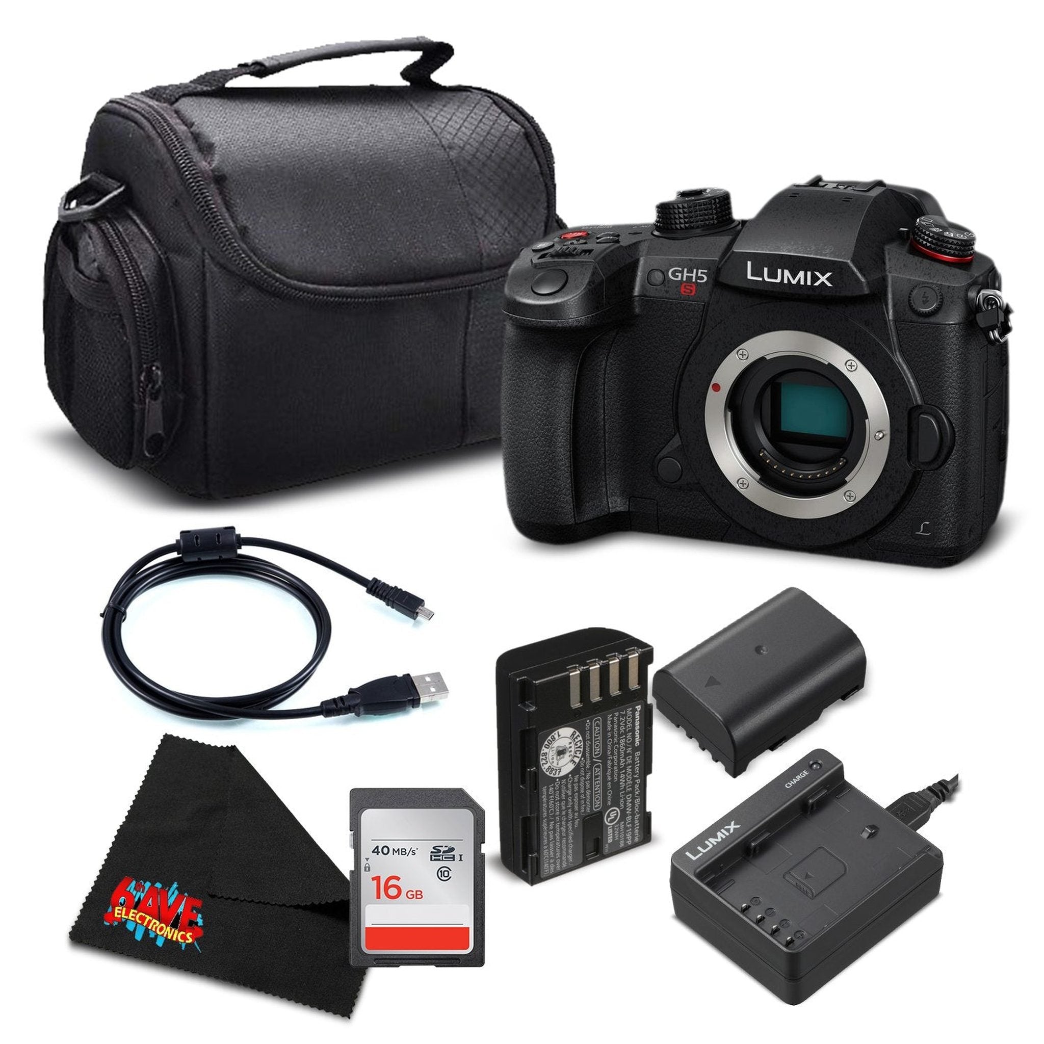 Panasonic Lumix DC-GH5S Mirrorless Micro Four Thirds Digital Camera DC-GH5S - Silver + Level Bundle- International Versi Panasonic