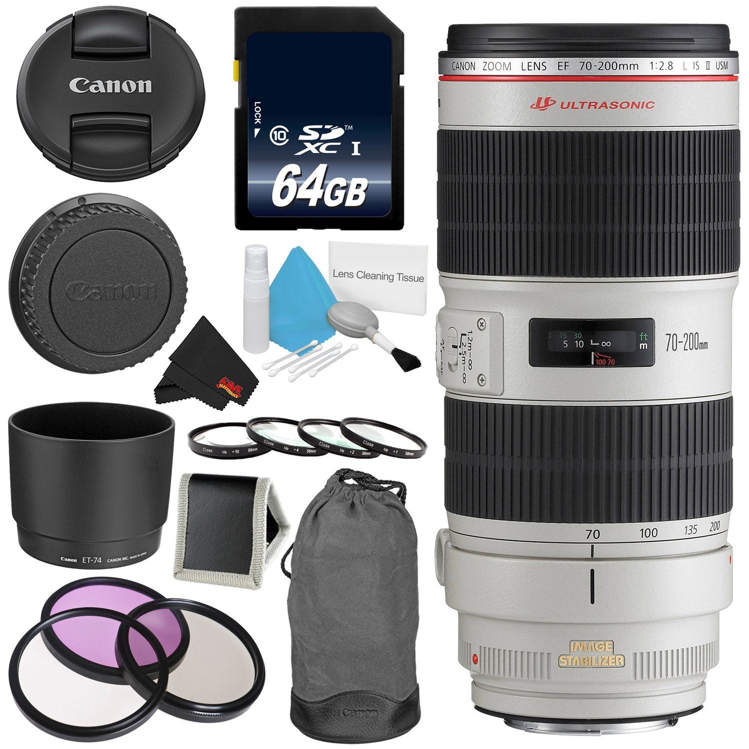 Canon EF 70-200mm f/2.8L IS II USM Telephoto Zoom Lens Bundle for Canon SLR Digital Cameras Intl Model