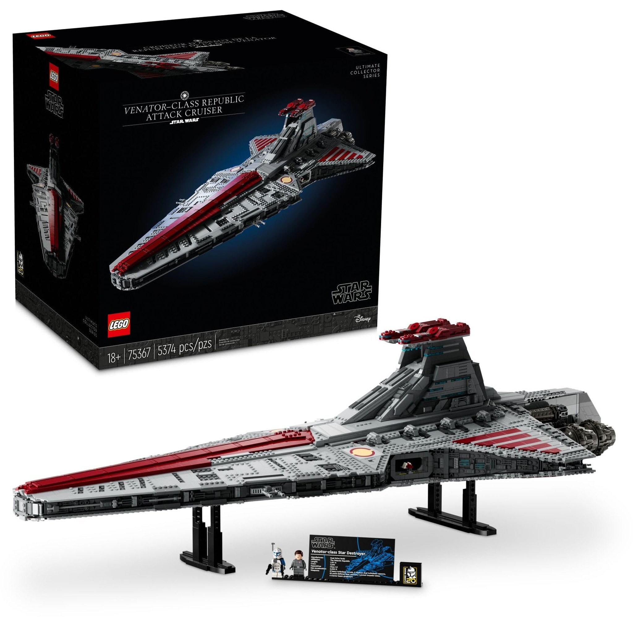 LEGO Star Wars Venator-Class Republic Attack Cruiser, Ultimate May The 4th Collectibles, Series Building Set with Captain Rex Minifigure, Star Wars Fan Gift, Stress Relief Clone Wars Activity, 75367