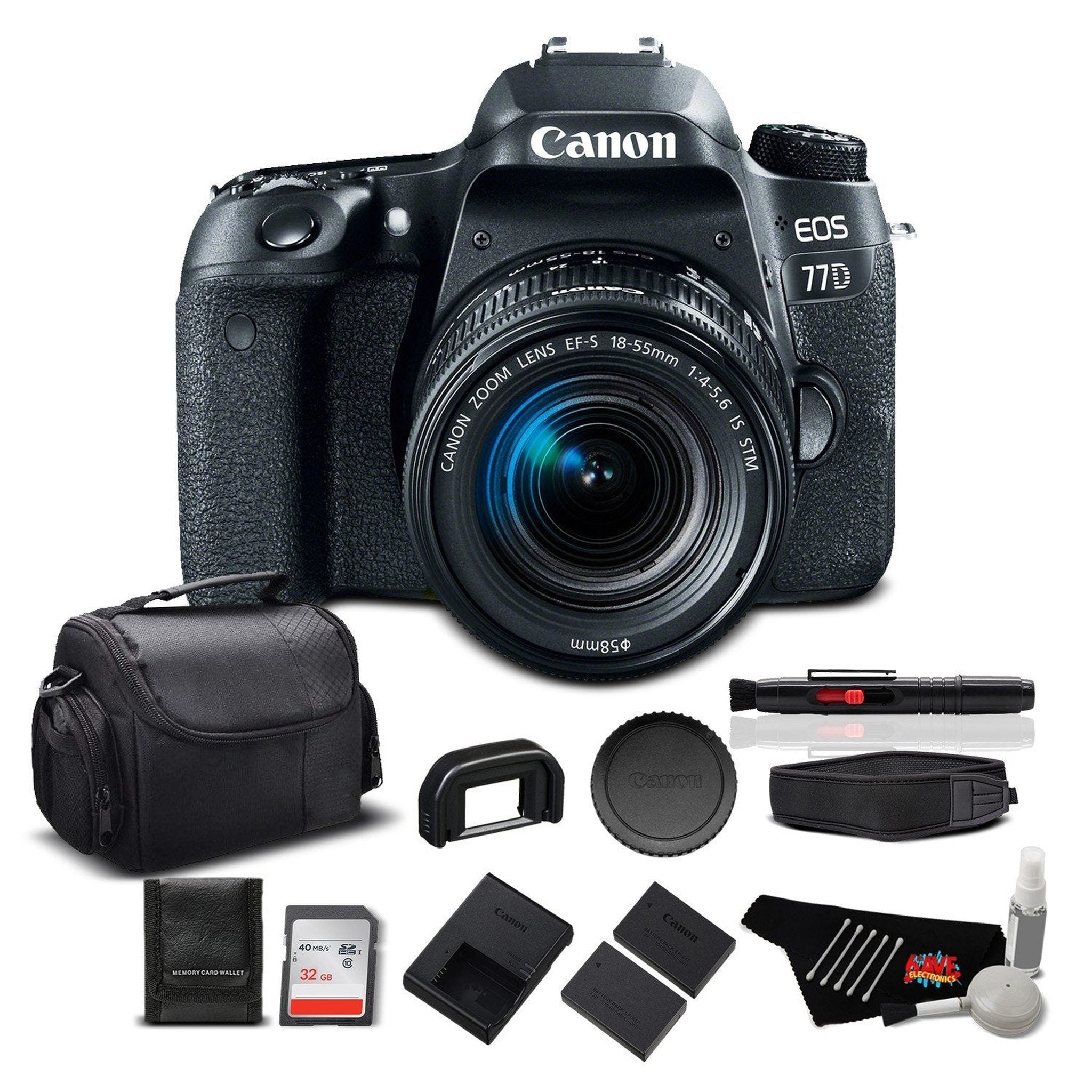 Canon EOS 77D DSLR Camera with 18-55mm Zoom Lens 24.2 MP CMOS - Standard Bundle - International Version Canon
