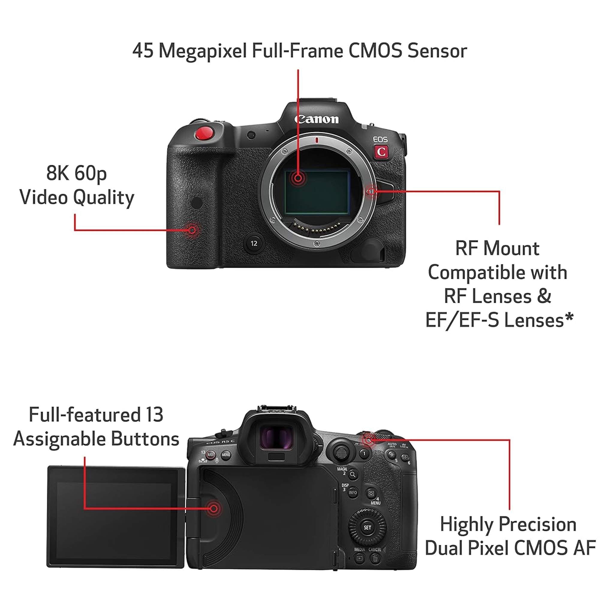 Canon EOS R5 C Mirrorless Digital Cinema Camera Body - Reconditioned Canon