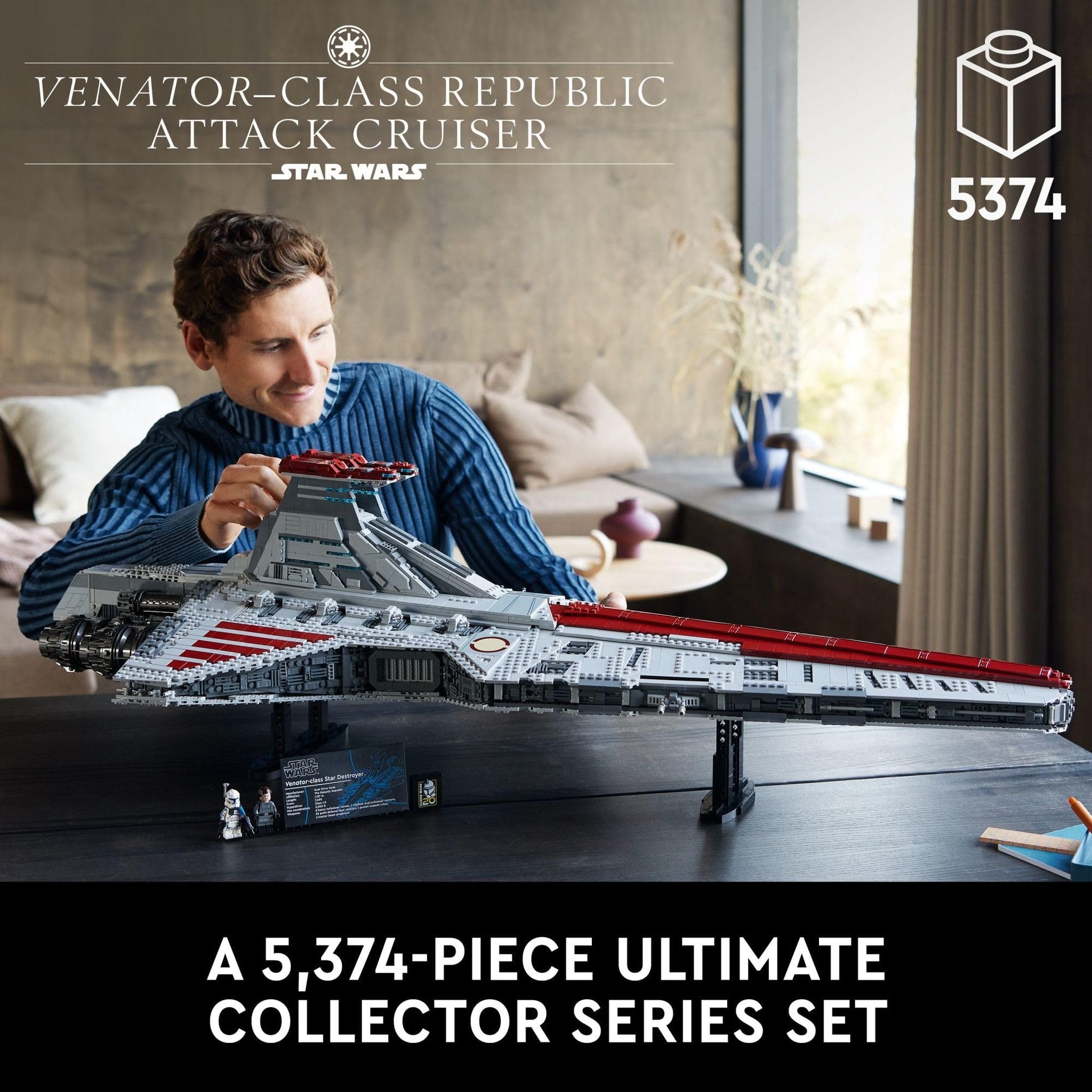 LEGO Star Wars Venator-Class Republic Attack Cruiser, Ultimate May The 4th Collectibles, Series Building Set with Captain Rex Minifigure, Star Wars Fan Gift, Stress Relief Clone Wars Activity, 75367