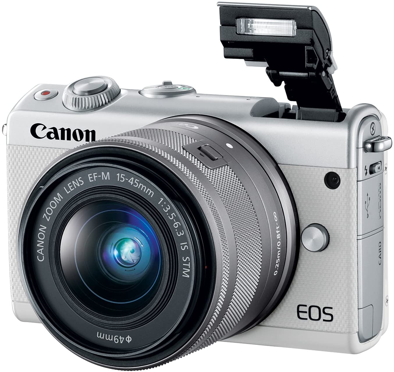 Canon EOS M100 Mirrorless Digital Camera - White with 15-45mm Lens International Model