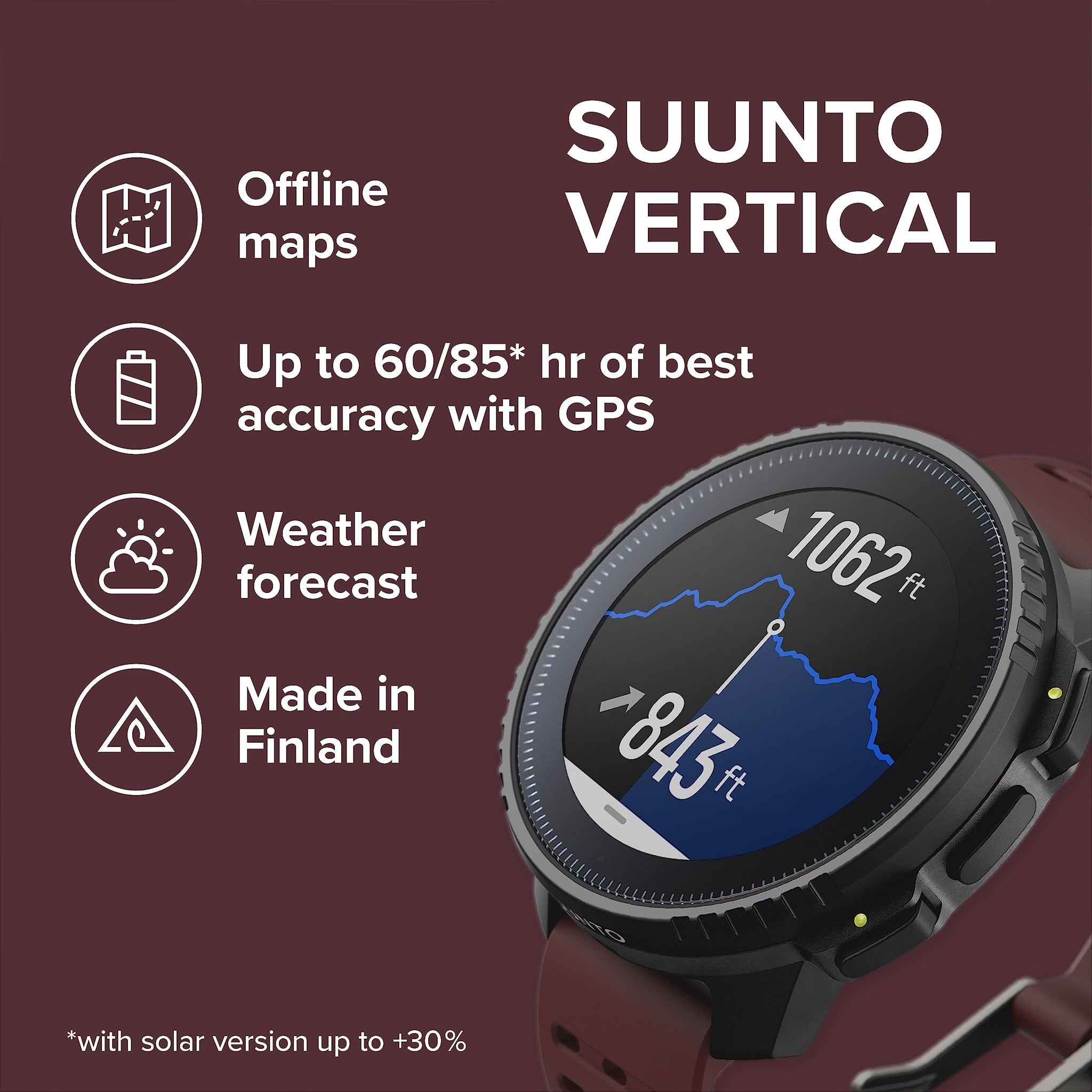 SUUNTO Vertical: Adventure GPS Watch, Large Screen, Offline Maps, SUUNTO