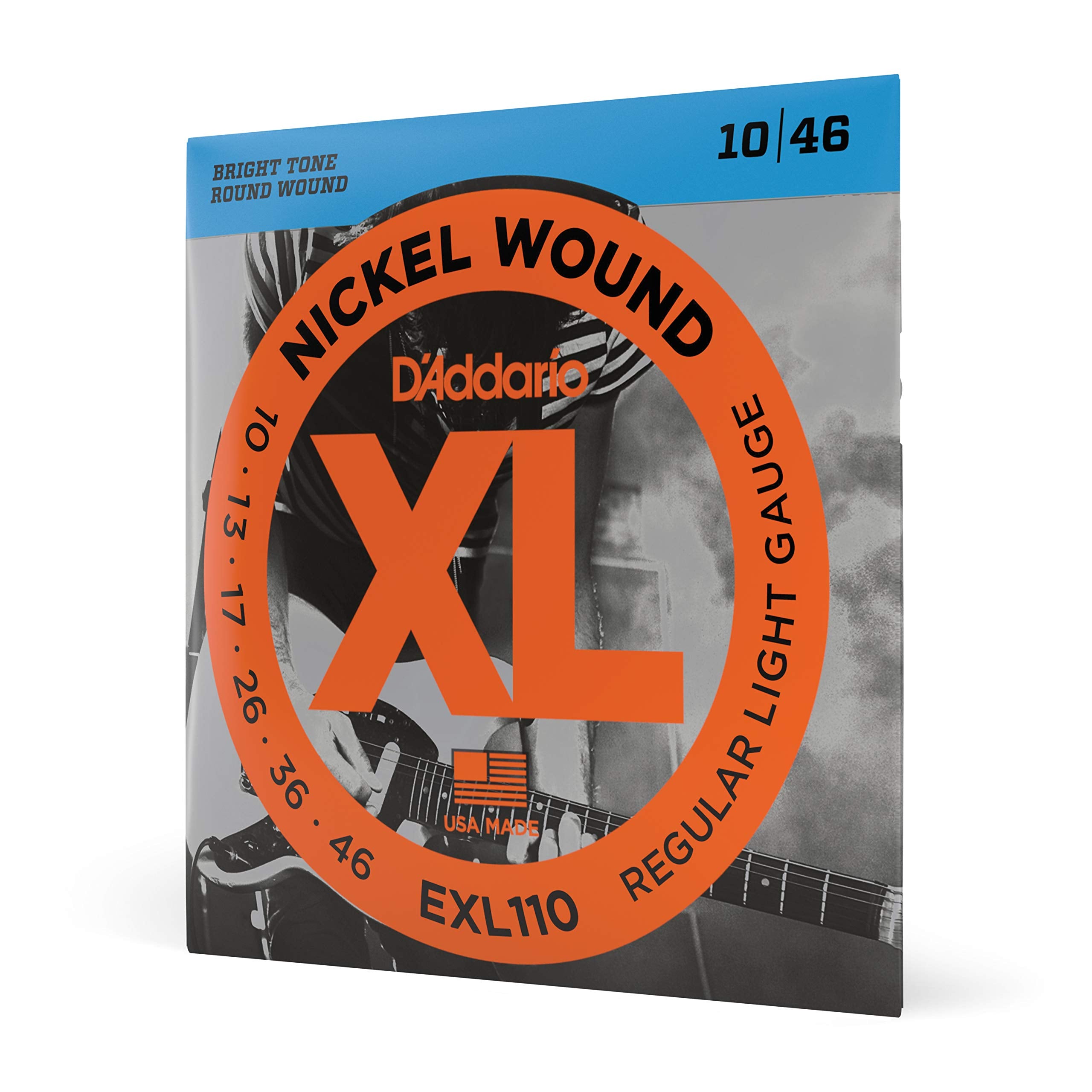 D'Addario Guitar Strings - XL Nickel Electric Guitar Strings - EXL110 - Perfect Intonation, Consistent Feel, Reliable Durability - For 6 String Guitars - 10-46 Regular Light
