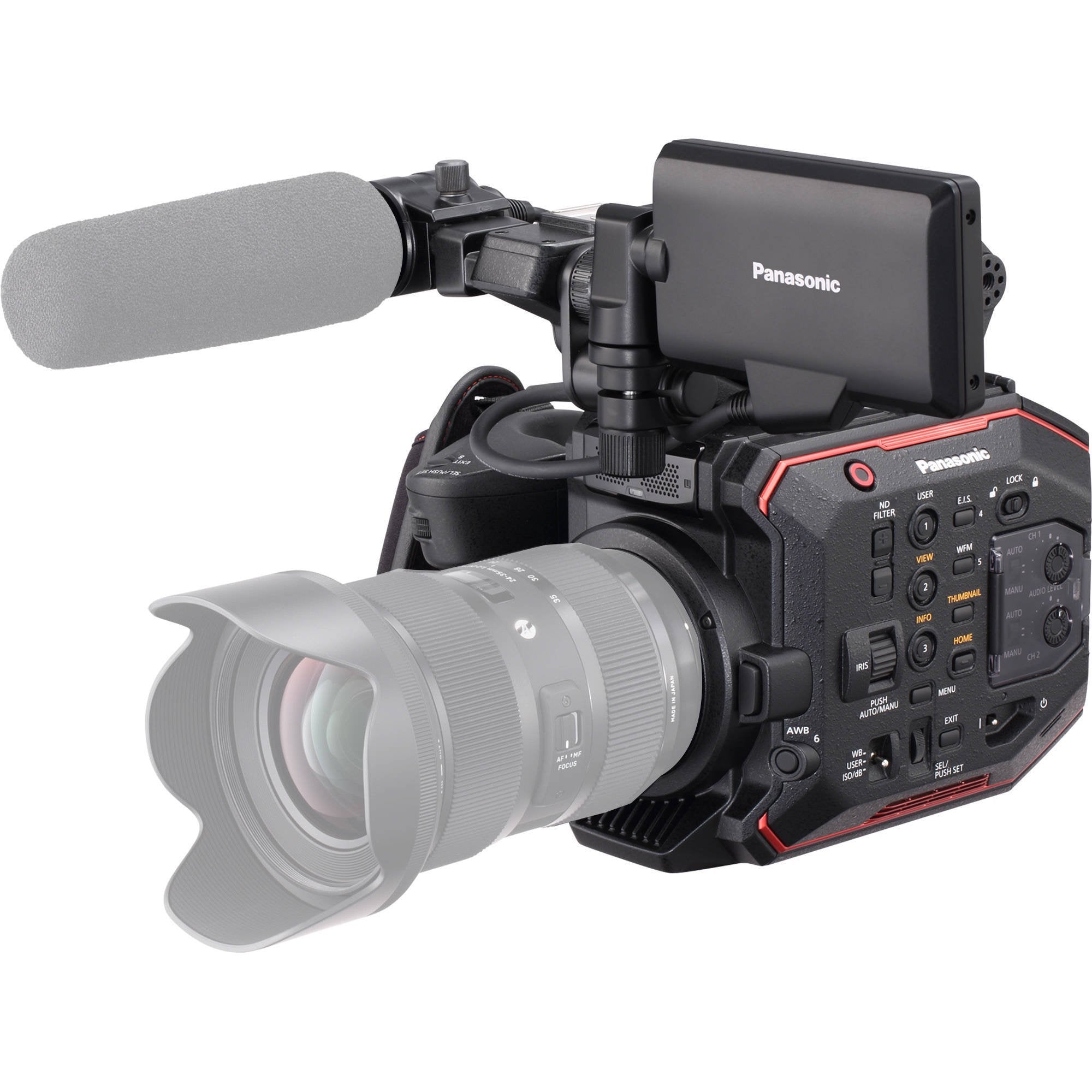 Panasonic AU-EVA1 Compact 5.7K Super 35mm Cinema Camera International Version + Rokinon Xeen 14mm T3.1 Lens + Rode NTG Bundle
