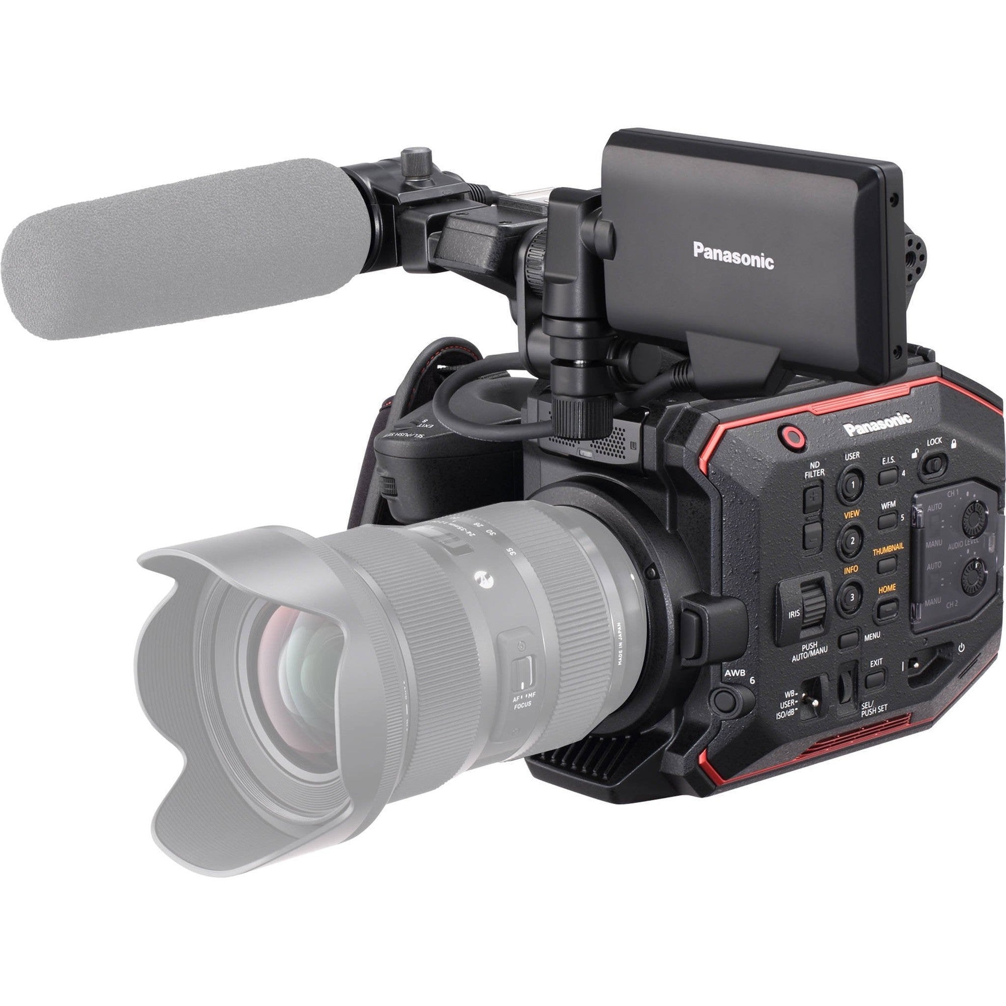 Panasonic AU-EVA1 Compact 5.7K Super 35mm Cinema Camera International Version + Rokinon Xeen 14mm T3.1 Lens + Rode NTG Bundle