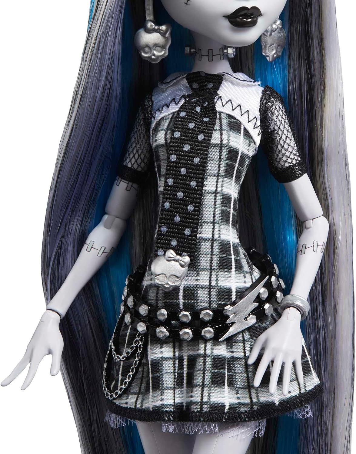 Monster High Doll, Frankie Stein in Black and White, Reel Drama Collector Doll, Doll-Size and Life-Size Posters, Horror Flick Theme, Toys and Gifts (HKN29)