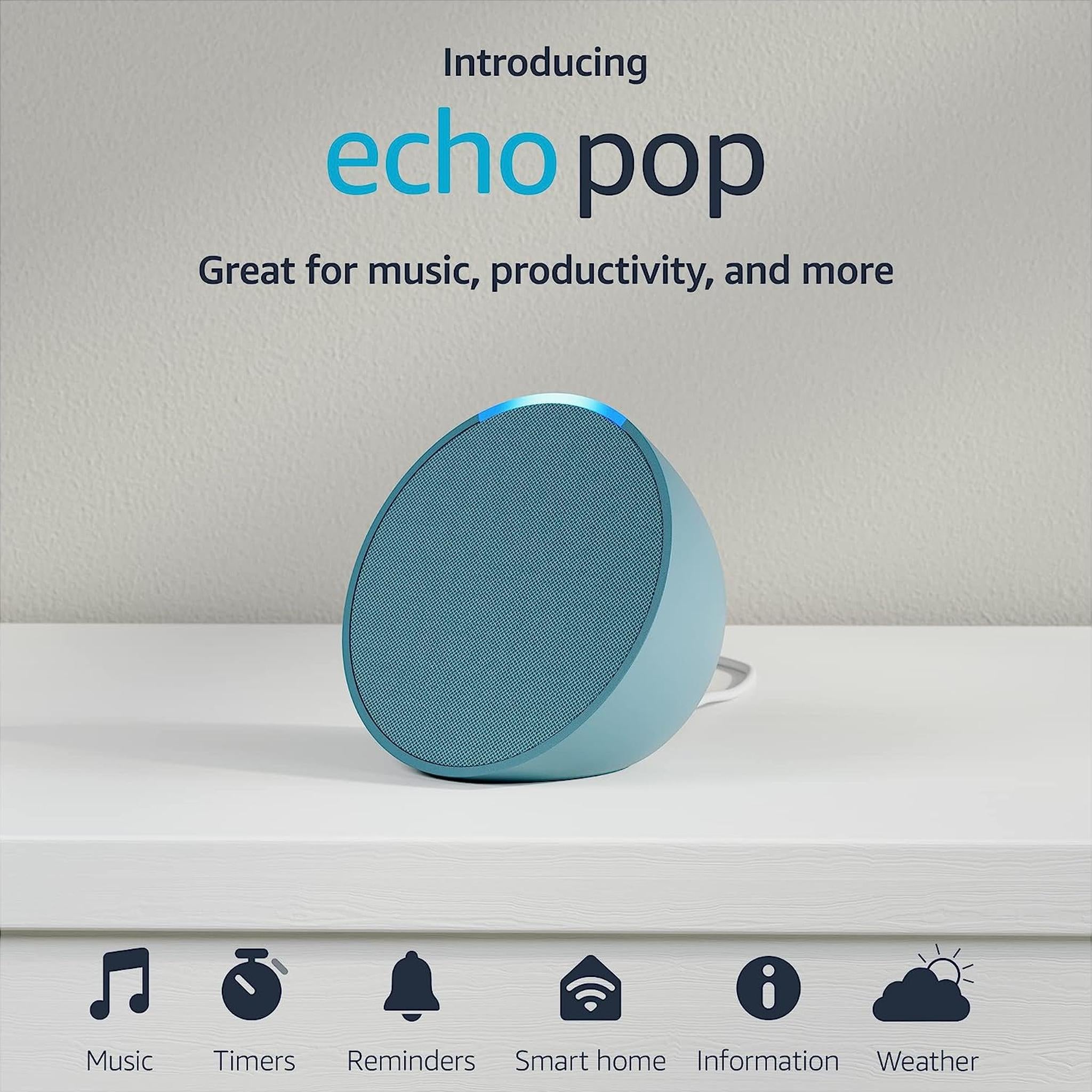 Amazon - Echo Pop 1st Generation Smart Speaker with Alexa - Midnight Teal Amazon