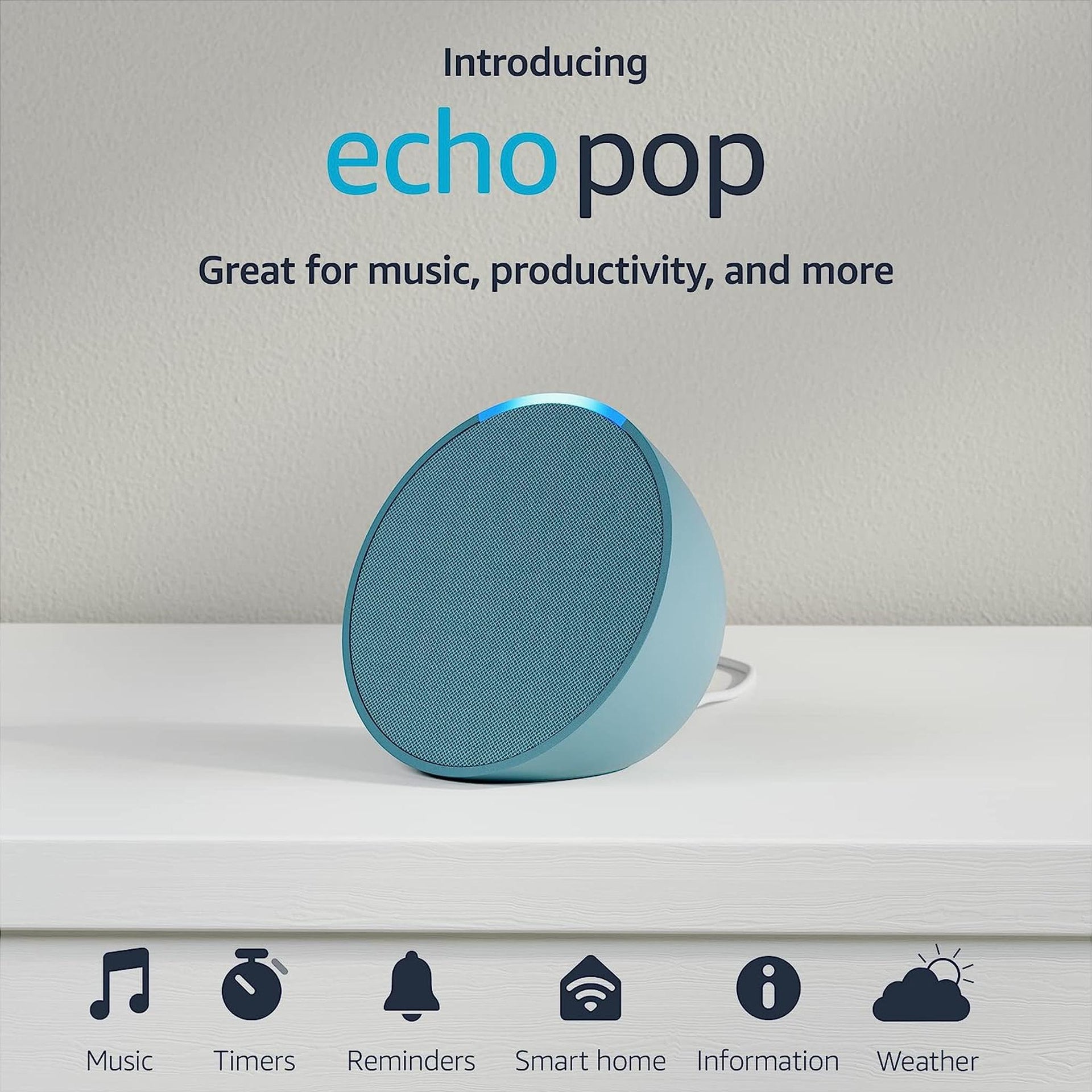 Amazon - Echo Pop 1st Generation Smart Speaker with Alexa - Midnight Teal